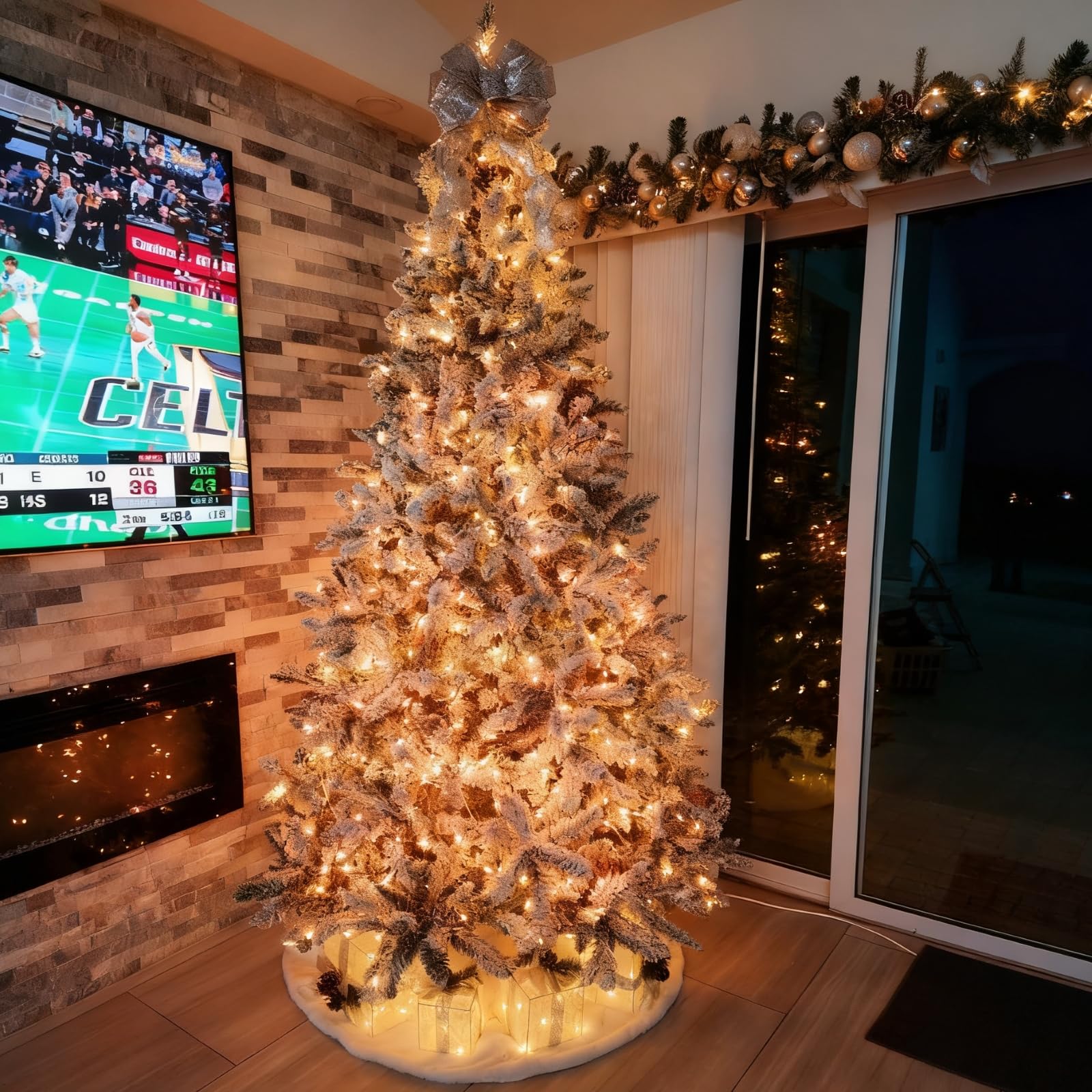 COVFEVER Set of 4  Christmas Lighted Gift Boxes, Pre-lit Light up Present Set with Different Sizes for Holiday Indoor Outdoor Decorations - Battery Operated (Pink): Warm White-2