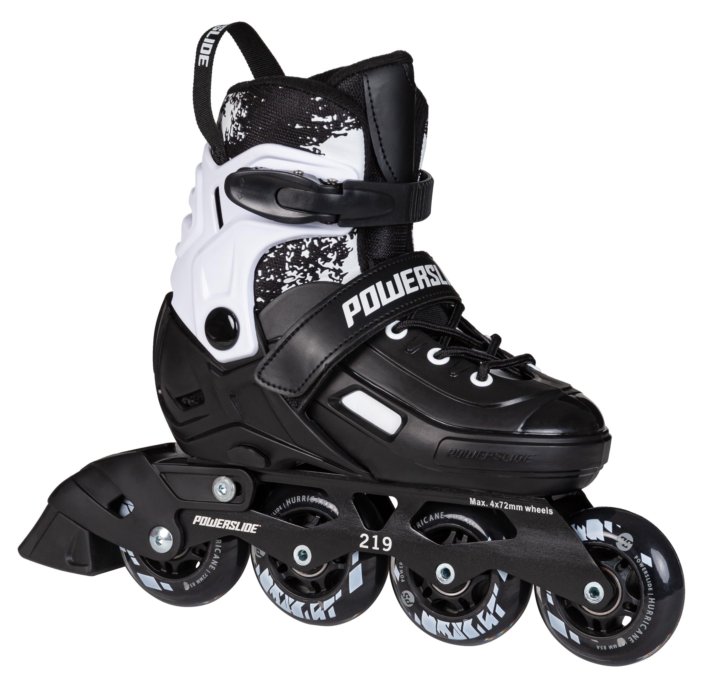 Powerslide Khaan Junior SQD Black Inline Skates - Adjustable Inline Skates for Girls and Boys - Skates Black/White (39-42)