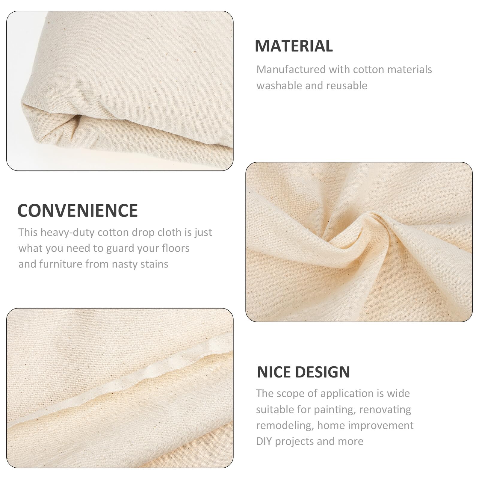 LIFKOME Copertura in Cotone Beige per Pavimenti e Mobili, Telo Lavabile Resistente per Protezione da Macchie, per Progetti Fai-da-te e Ristrutturazioni