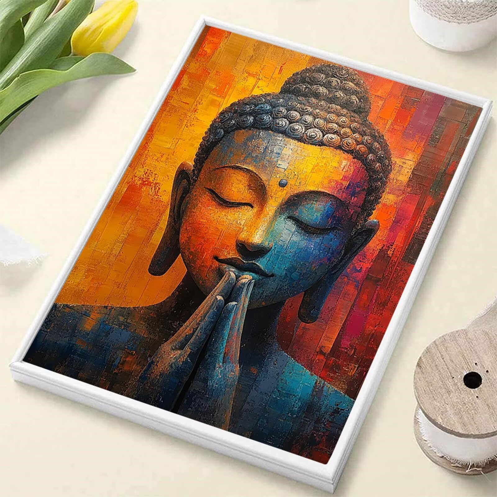 GYYH-5545 Zen Malowanie po numerach, dla dorosłych, abstrakcyjne płótno do malowania według numerów, dla dorosłych, 102 x 137 cm, artykuły plastyczne na ścianę z zestawem farb akrylowych i pędzlem do