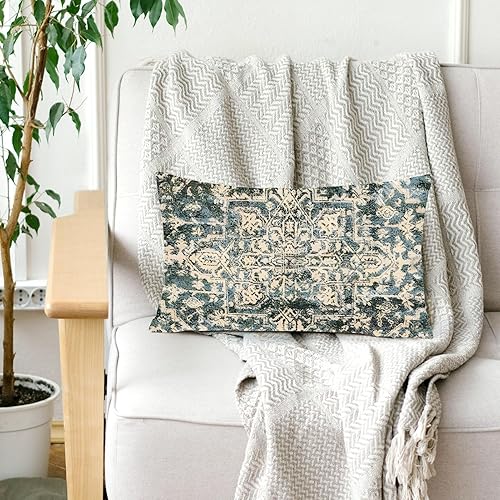 Miniatura 9 de Funda de almohada de 12 x 20 pulgadas, diseño étnico verde para exteriores, cojines decorativos para sofá, diseño bohemio, funda de almohada de lino