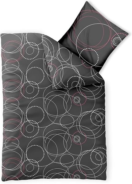 aqua-textil Trend Bettwäsche 135x200 cm 2tlg. Baumwolle Bettbezug Hanaa Streifen Grau Weiß Beige - 5