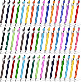 100 Pieces Stylus Pen 2 in 1 Ballpoint Pen with Stylus Tip Stylus Metal Pens Capacitive Stylus Ballpoint Pen for Touch-Screen Phone Tablet, Touchscreen Devices, Compatible with iPad iPhone Samsung