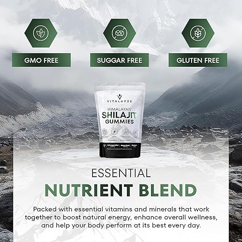 Miniatura 7 de Gomitas Shilajit puras del Himalaya con 100% Shilajit, grado oro de alta potencia, para impulso de energía y apoyo inmunológico, 75% más de ácido