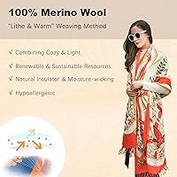 Vista 124 de DANA XU Manta de pashmina extragrande 100% de lana merina, bufanda de viaje, bufanda de cachemira para mujer, otoño e invierno, chal de gran