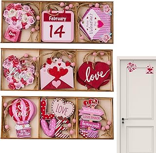 バレンタイン ツリー デコレーション – 27x 吊り下げ飾り、木製ペンダント バレンタイン デコレーション、ロープで吊るせるハート型 |家、庭、ツリー、パーティー、結婚式のための耐久性のあるロマンチックな装飾。