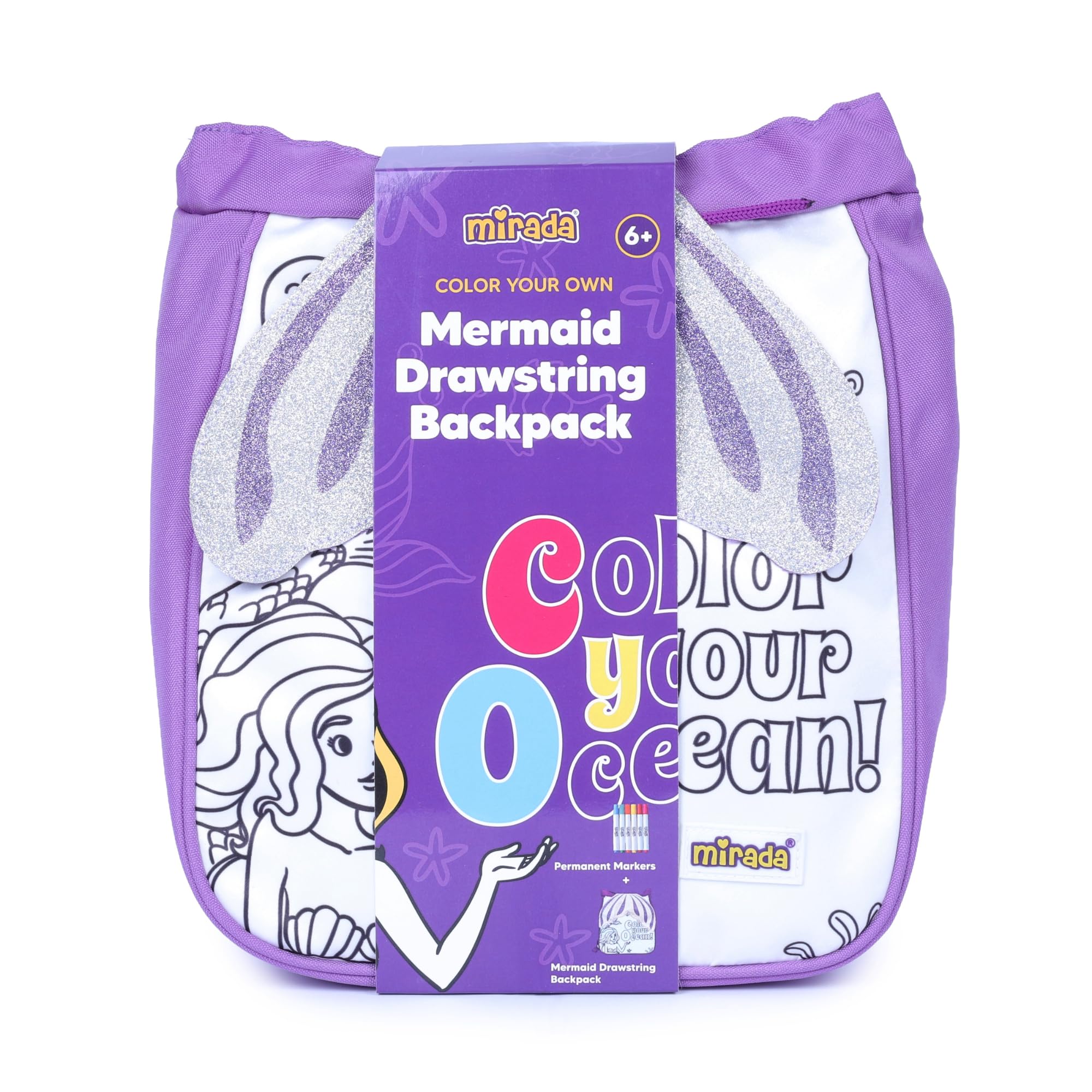 Mermaid Drawstring Sack Soft Plush Bag | Color Your Own Bag for Kids & Girls | DIY Storage & Carry Bag | Soft & Lightweight | Ideal for School, Party, Annual Function & Gifting-image-45
