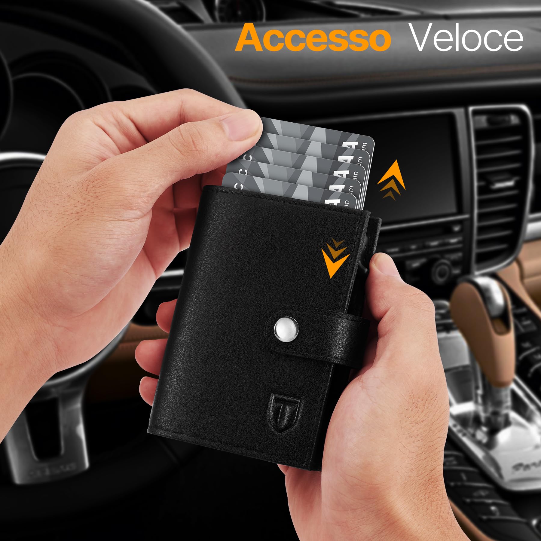 TENBST Portafoglio Uomo Slim | Porta Carte di Credito con Protezione RFID | Portamonete Compatto con Scomparto per Banconote | Portafoglio Uomo Piccolo con Scatola Regalo Elegante | Nero