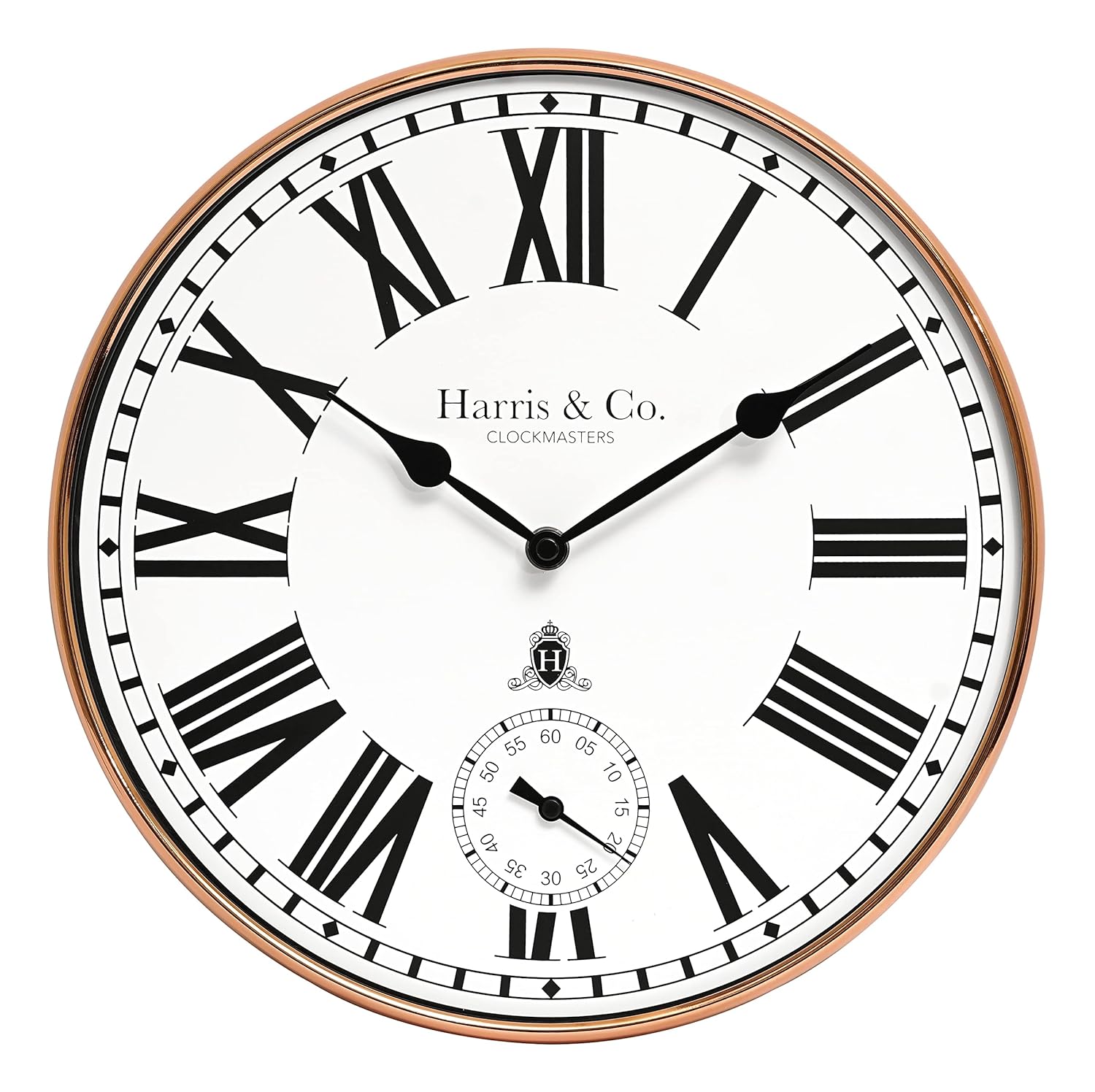 Buy HARRIS & CO. CLOCKMASTERS Premium Metal Analog Wall Clock with SubSecond Dial (12 Inch