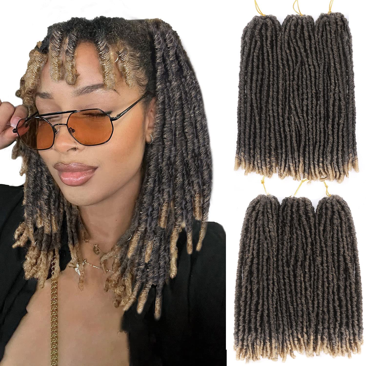 Amazon.com : WIGNEE 120 Strands Faux Locs Crochet Hair 12 Inches Short ...