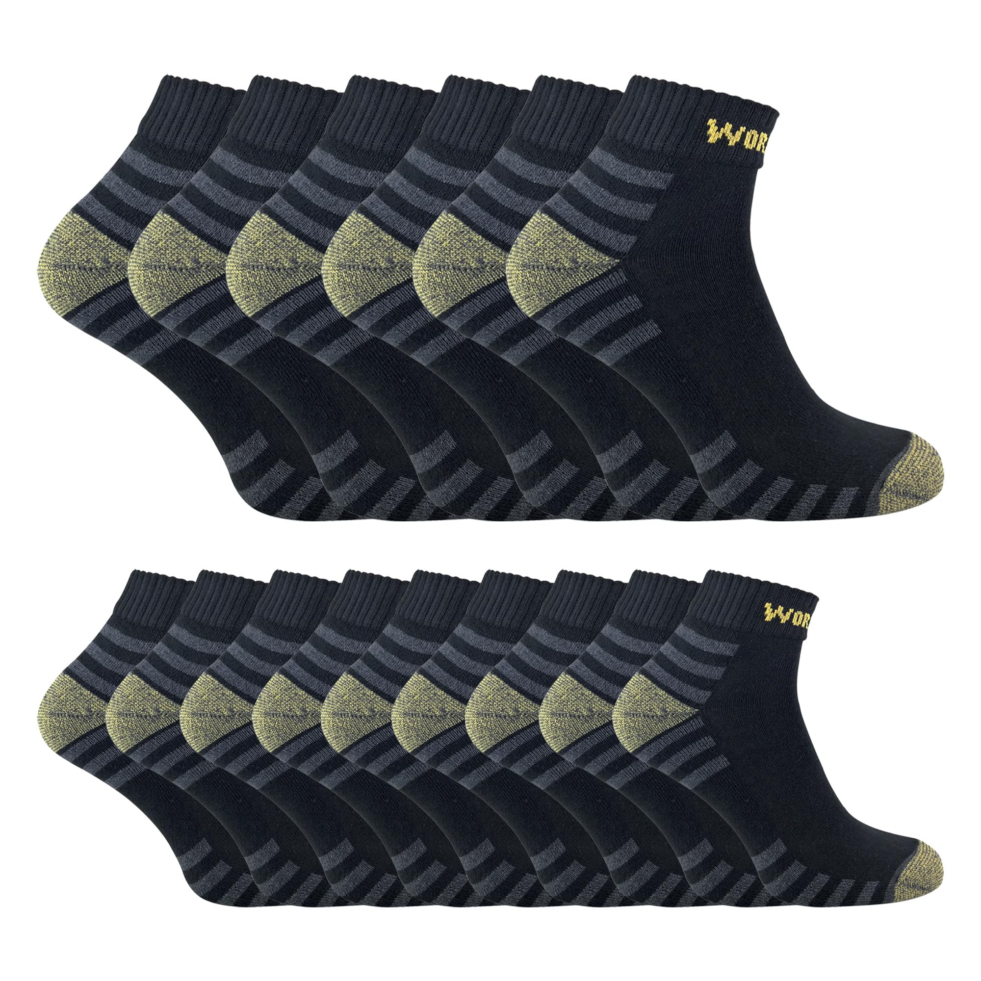 15 Pair Multipack Mens Ankle Trainer Socks | Sock Snob | Breathable Low Cut Padded Short Work Socks with Reinforced Heel and Toe (6-11, 15 Pairs)