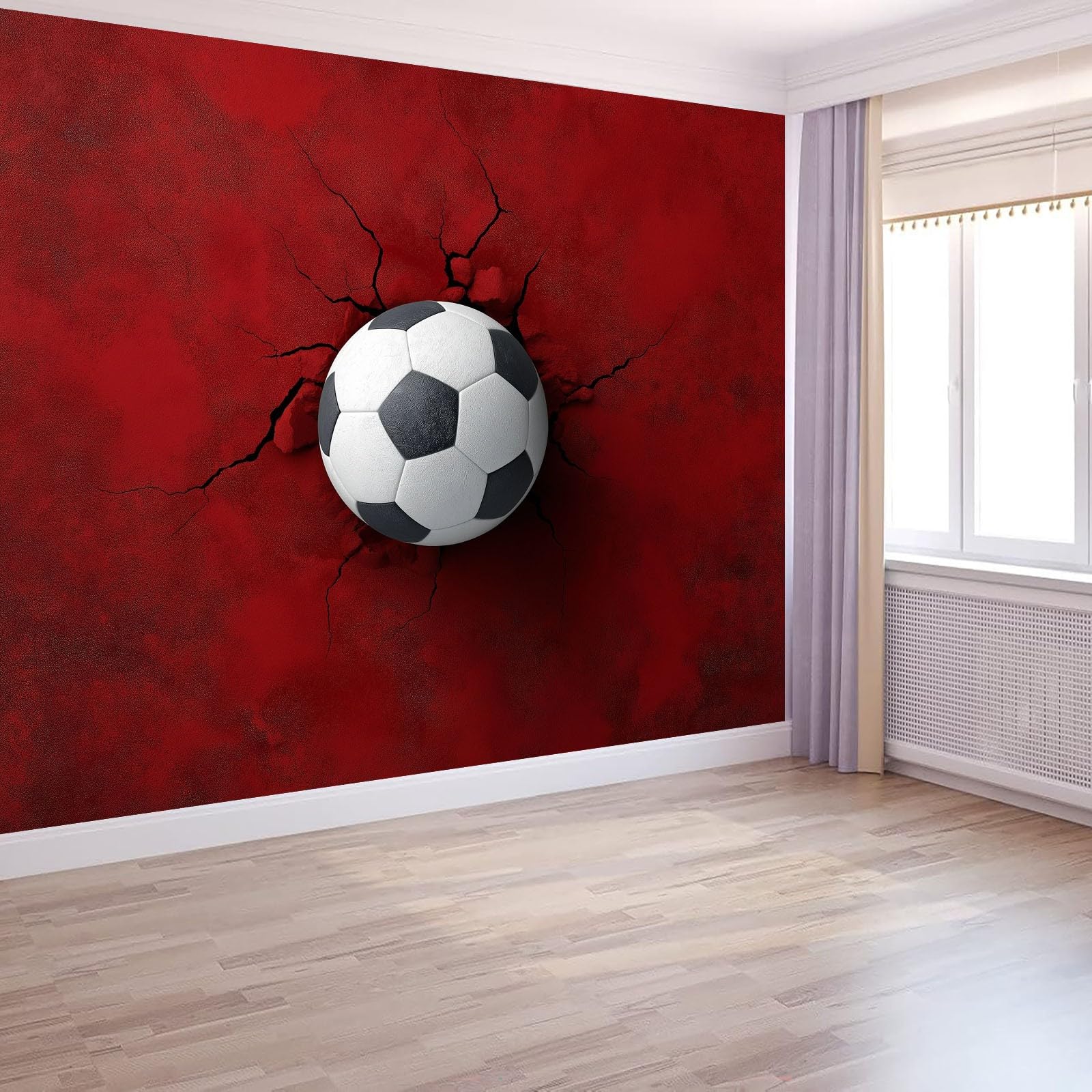 Fototapete Fußball Crack 250x175 cm Wandtapete, Vliestapete Fotoposter Wandbild, Moderne Wanddeko, für Schlafzimmer Wohnzimmer Kinderzimmer, Panorama 3D Effekt