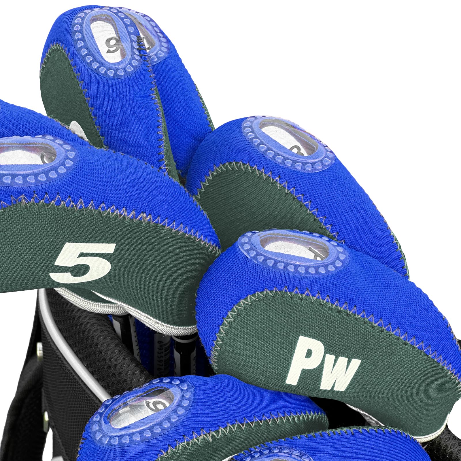 Andux Number Print Golf Iron Club Head Covers with Transparent Window 10pcs/Set