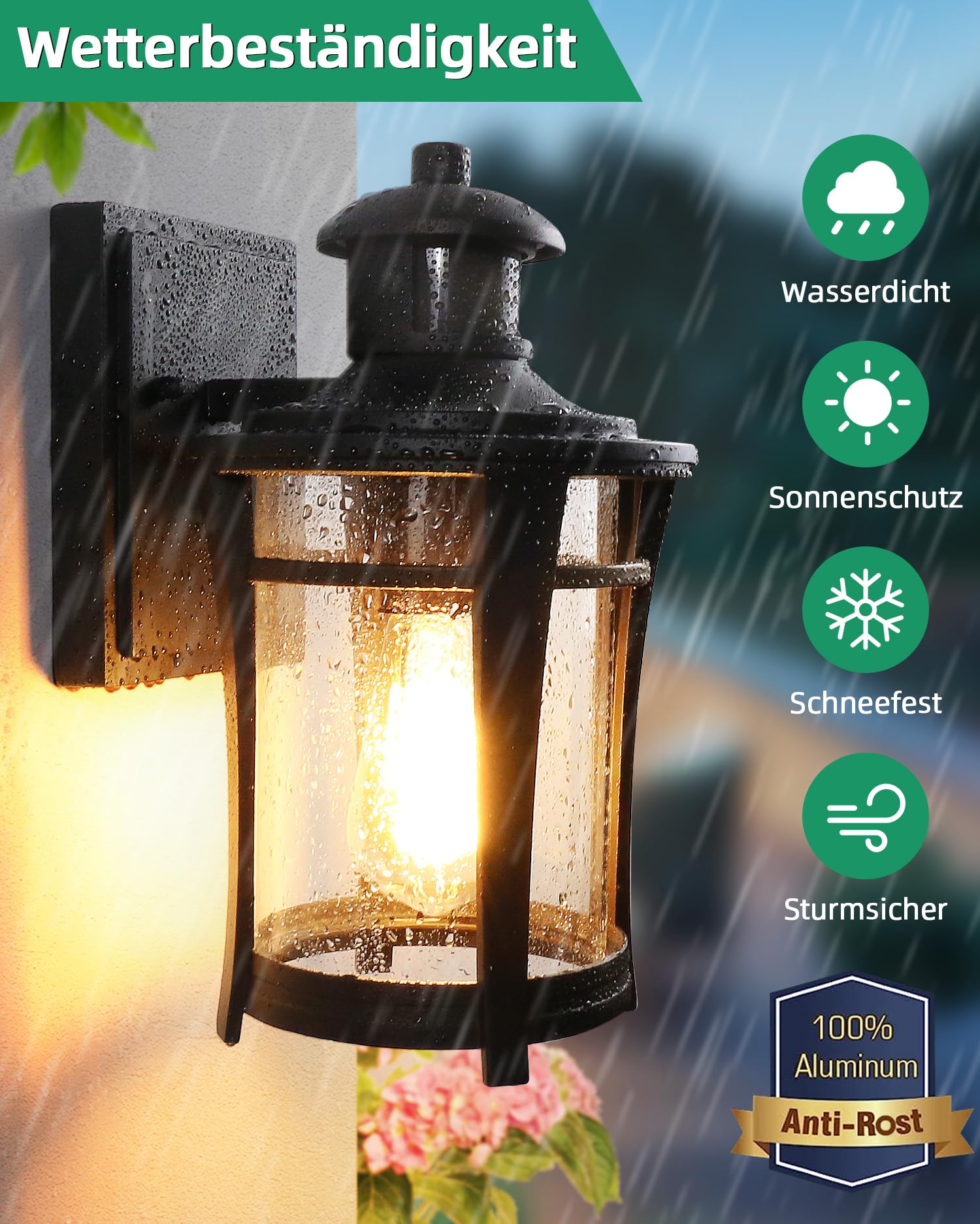 Lamomo Außenlampe mit Bewegungsmelder, 3 Beleuchtungsmodi Led Aussenlampe Lampe mit Bewegungsmelder Aussen, Wasserdichtes Außenleuchte Wandleuchte Außen Ausenbeleutung Hauswand für Haus, Eisenhaltig