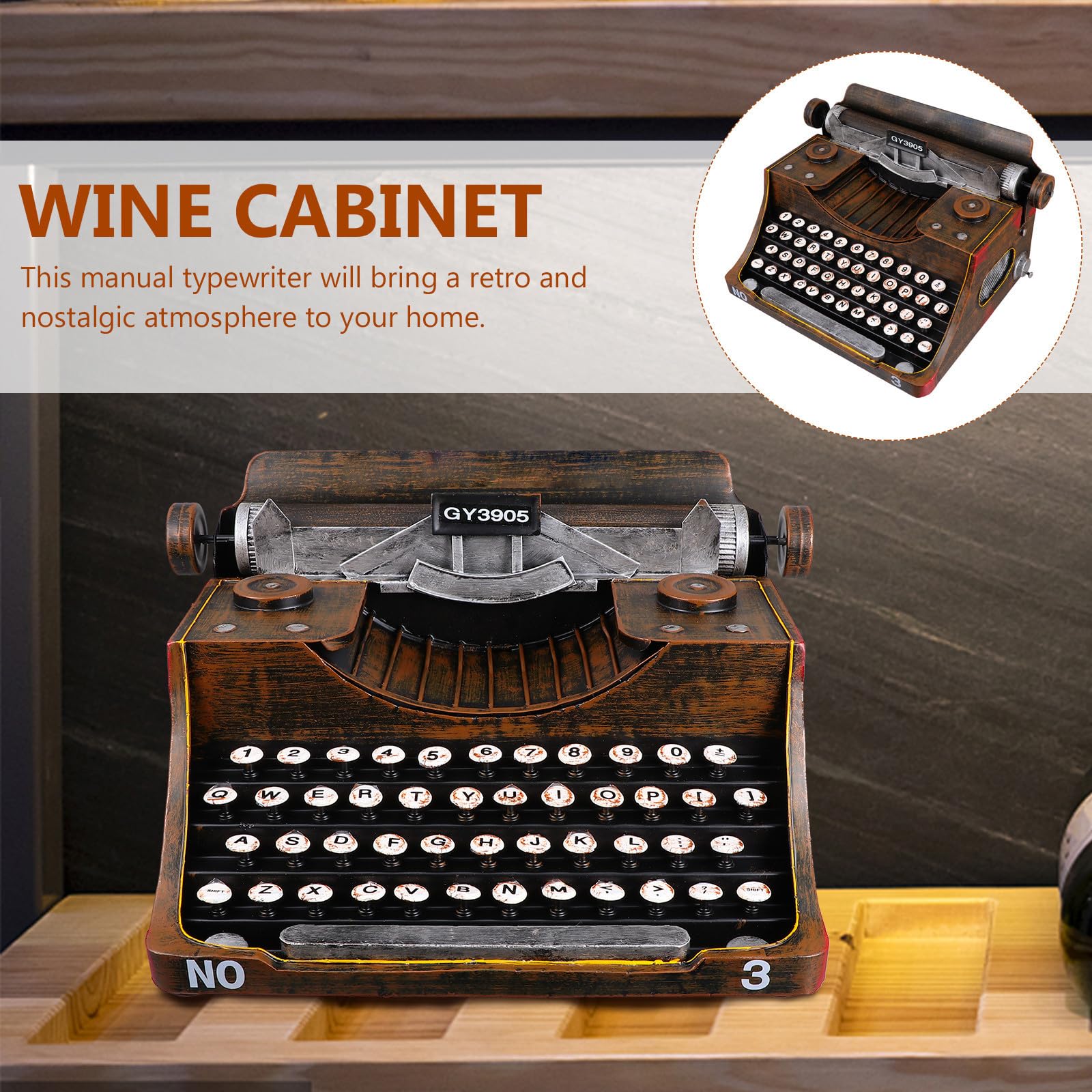 TEHAUX Estatuilla de Máquina de Escribir Retro de Hierro Negro para Salón