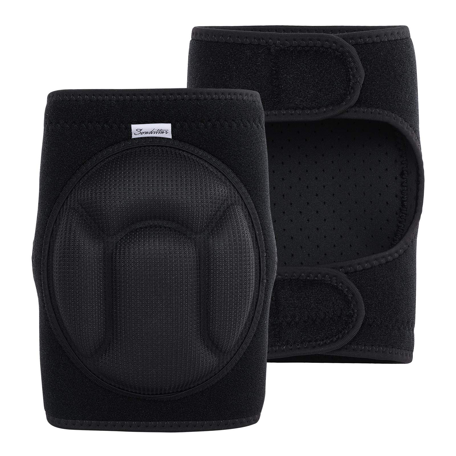 Soudittur 2 Rodilleras Deportiva Transpirable y Antideslizante para Hombre y Mujer, Ajustable Soporte de Rodilla Compresion para Trabajo, Crossfit, Voleibol, Entrenamiento, Baloncesto, MTB