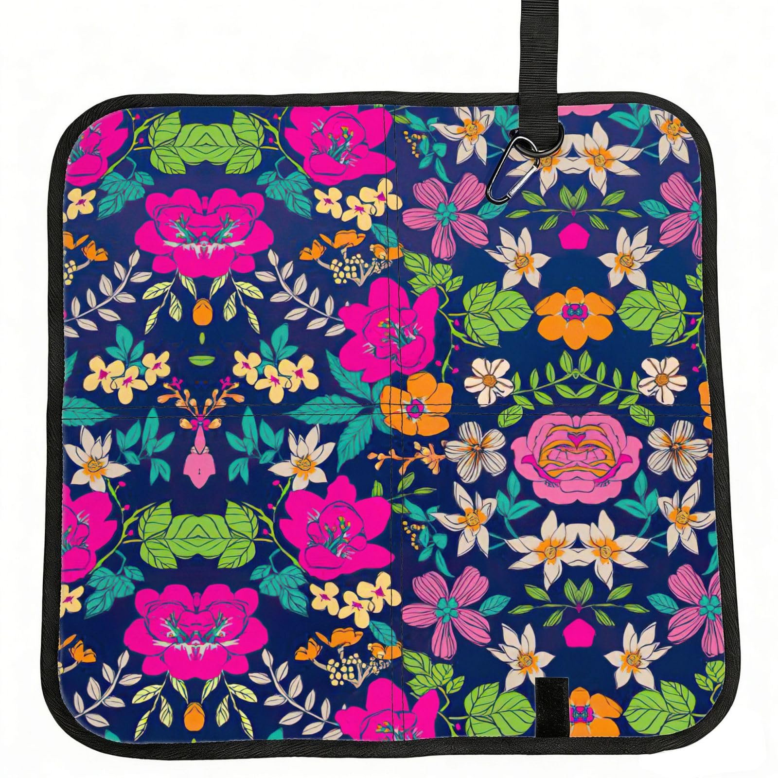 KAPPTYY Flowers Printed Bleacher Seat Cushion PE Foam Filling, Foldable Sitting Pad for Concert Stadium Events
