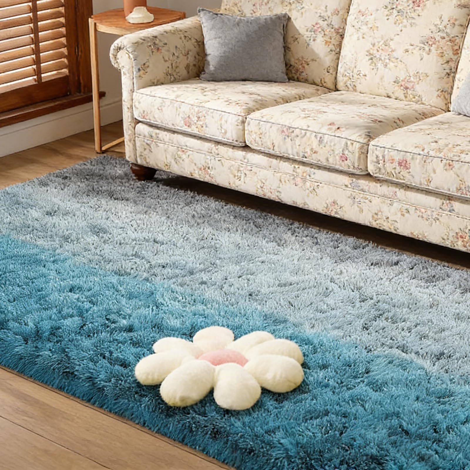 Alfombras de Habitacion Pequeñas 110 x 235 cm, Lavable Antideslizante, Resistente, Grandes Tamaños, Lavable en Lavadora, Alfombras para Interiores, para Sala de Estar, Azul