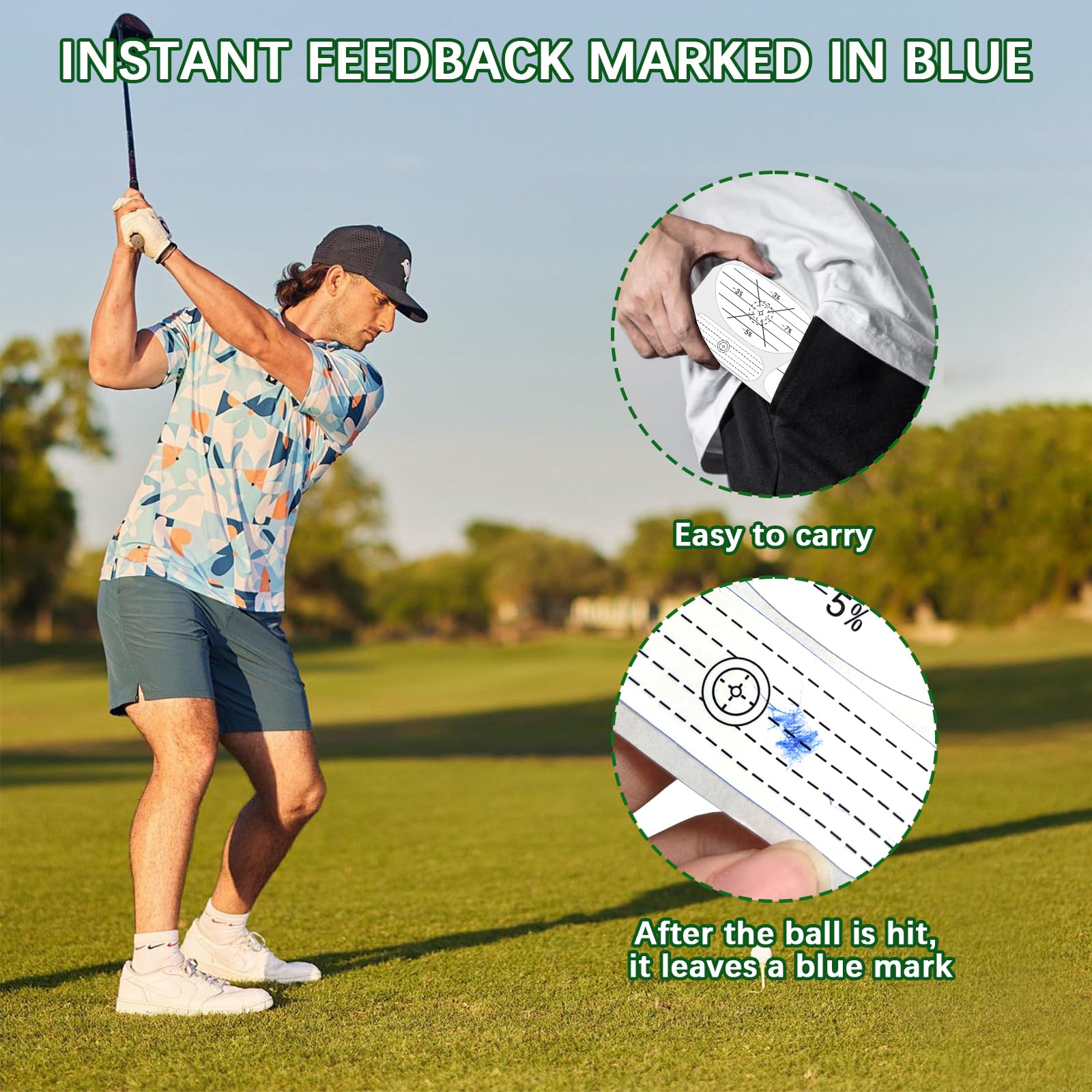 Club de Golf Impact Tape,150 pièces Golf Impact Tape Etiquettes de Entraînement Swing Golf Swing Trainer Sweet Spot Analyse Entrainement au Swing Golf Impact Sticker