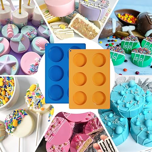 Miniatura 7 de Webake Juego de moldes para pasteles de 2 tamaños diferentes, moldes planos de silicona para postres cubiertos de chocolate, sin BPA, 2 moldes y 1