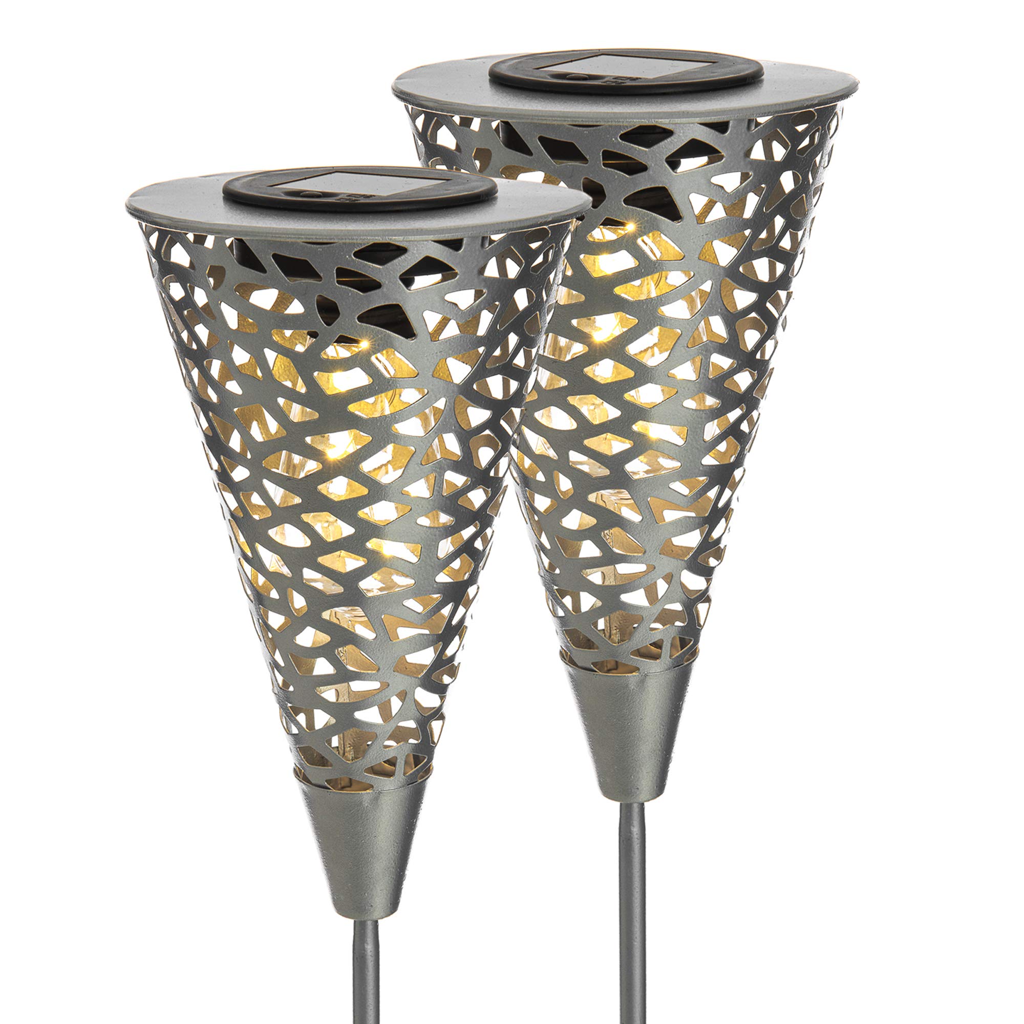 Livivo Unisex Silver Led Solar Garden Light – 8 Hour Battery-Outdoor Waterproof Stake Lamp In