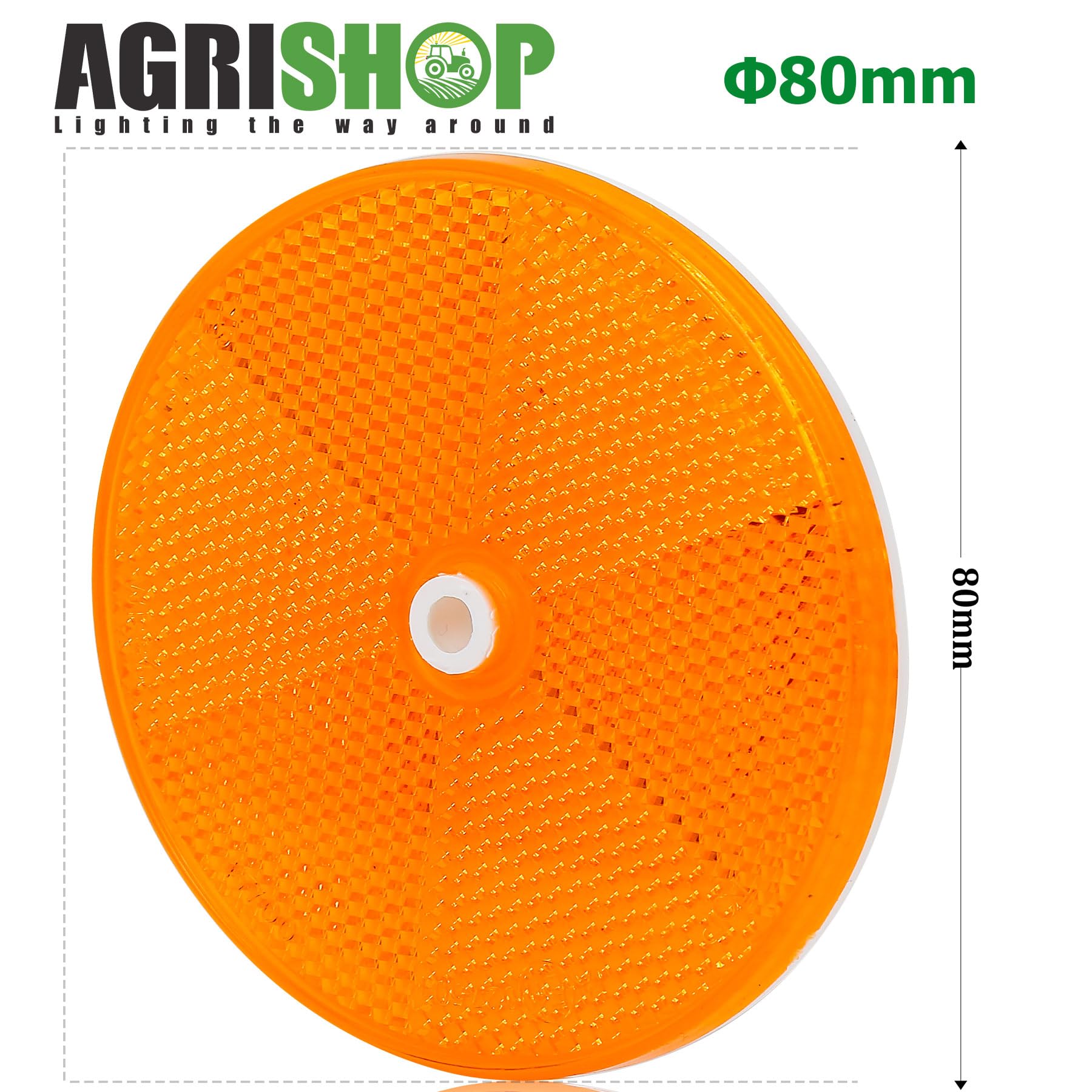 10 Riflettori Anteriori Rotondi 80 Mm Con Foro Centrale – Per Auto, Moto, Rimorchi E Camion