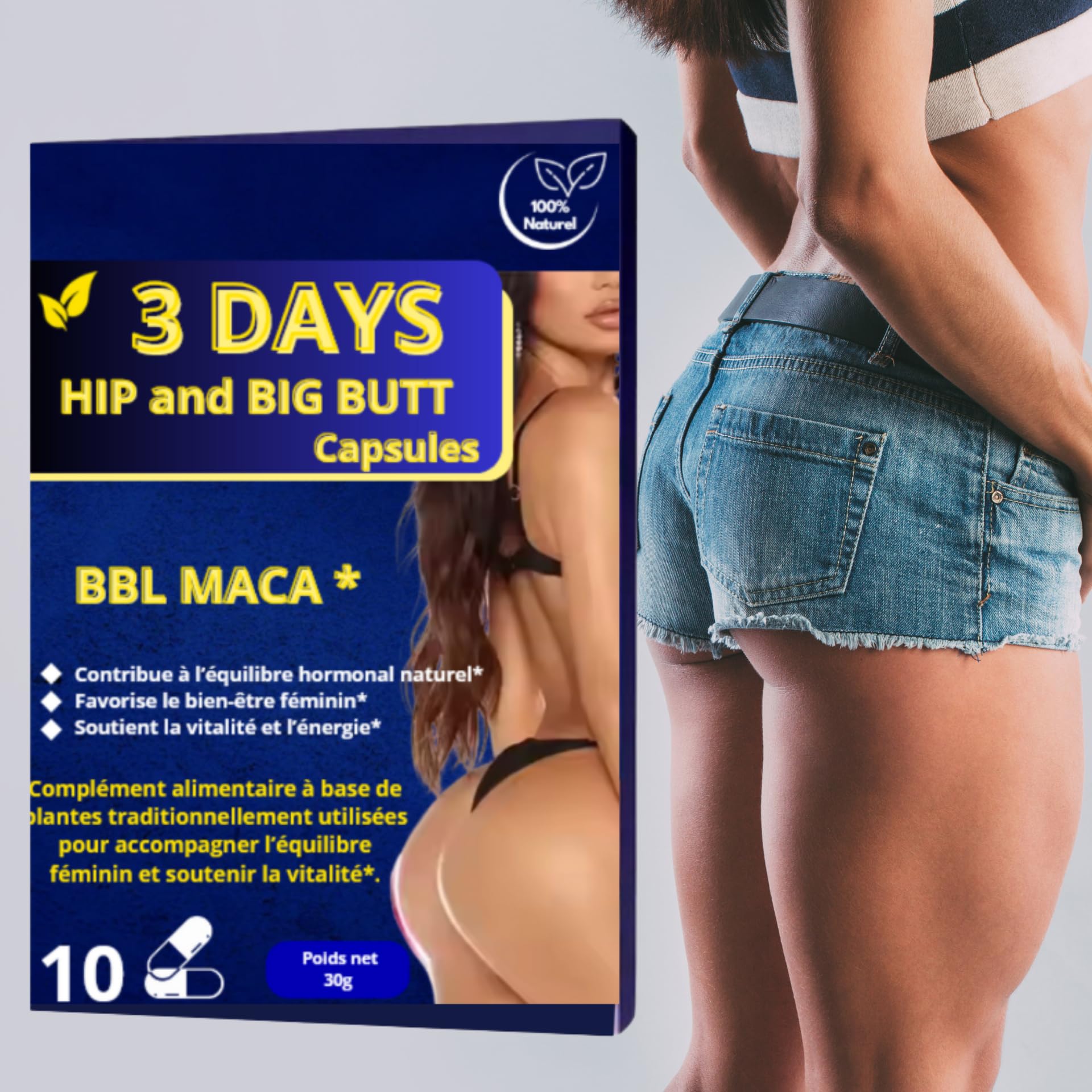 Gélules De Maca 100% Concentré - Pour L'élargissement Et Le Volume Des Hanches Et Fesses, 100 Gélules (30g)