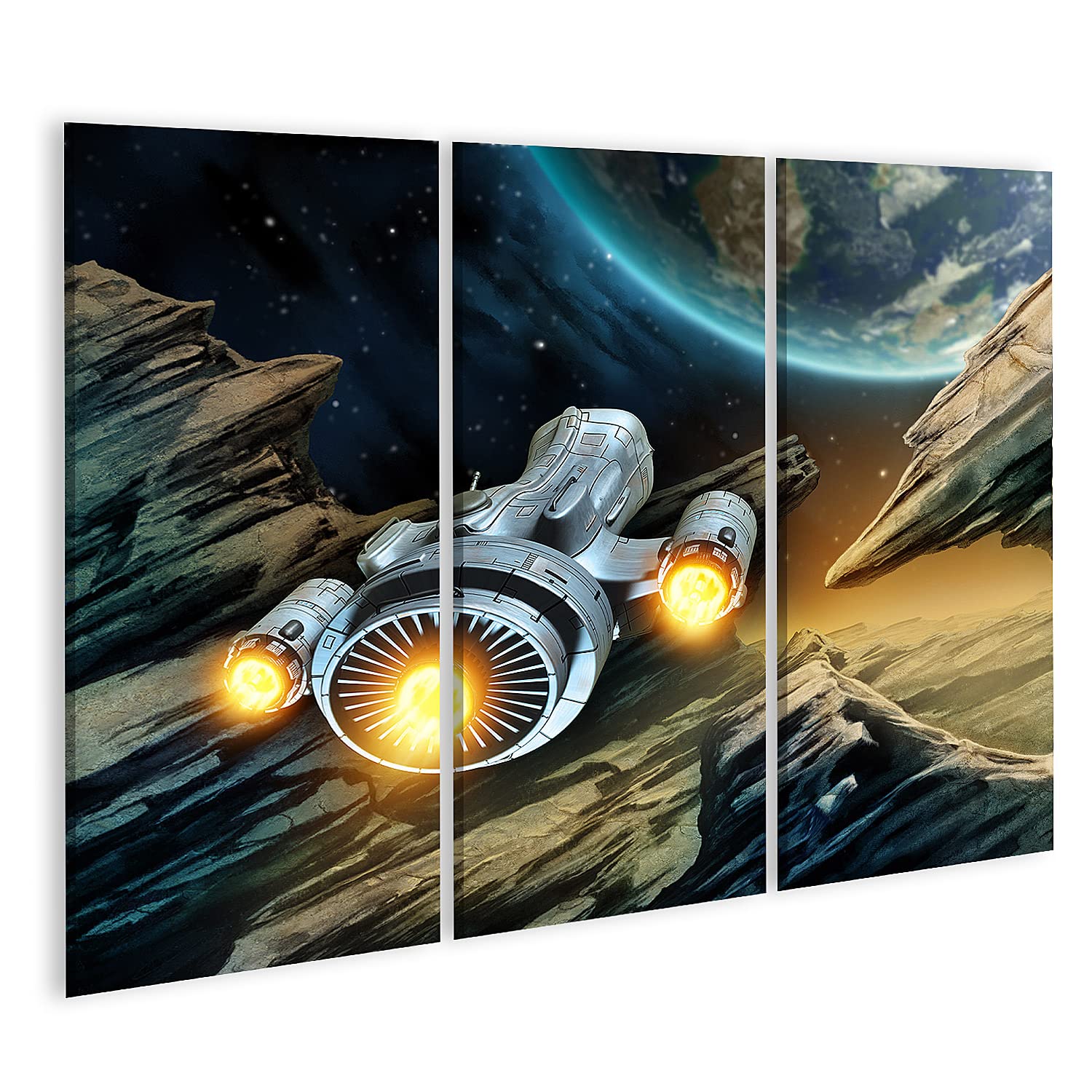 islandburner Primer cuadro sobre lienzo espacial espacial planetas para niños o jóvenes habitaciones cuadros cuadros murales póster