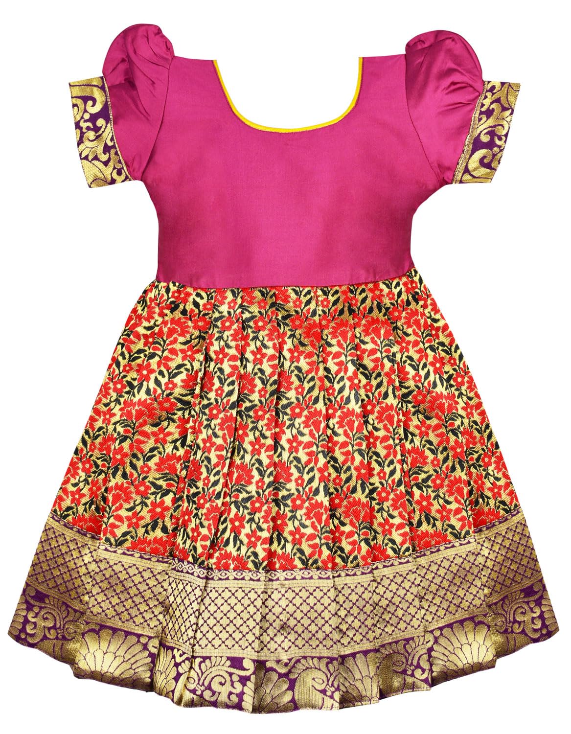 AMIRTHA FASHION New south Indian traditional pattu pavadai Tapeta Silk Frock For Baby Girls-image-39