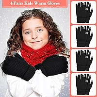 Vista 5 de Coume 4 pares de guantes de punto para pantalla táctil de invierno para niños