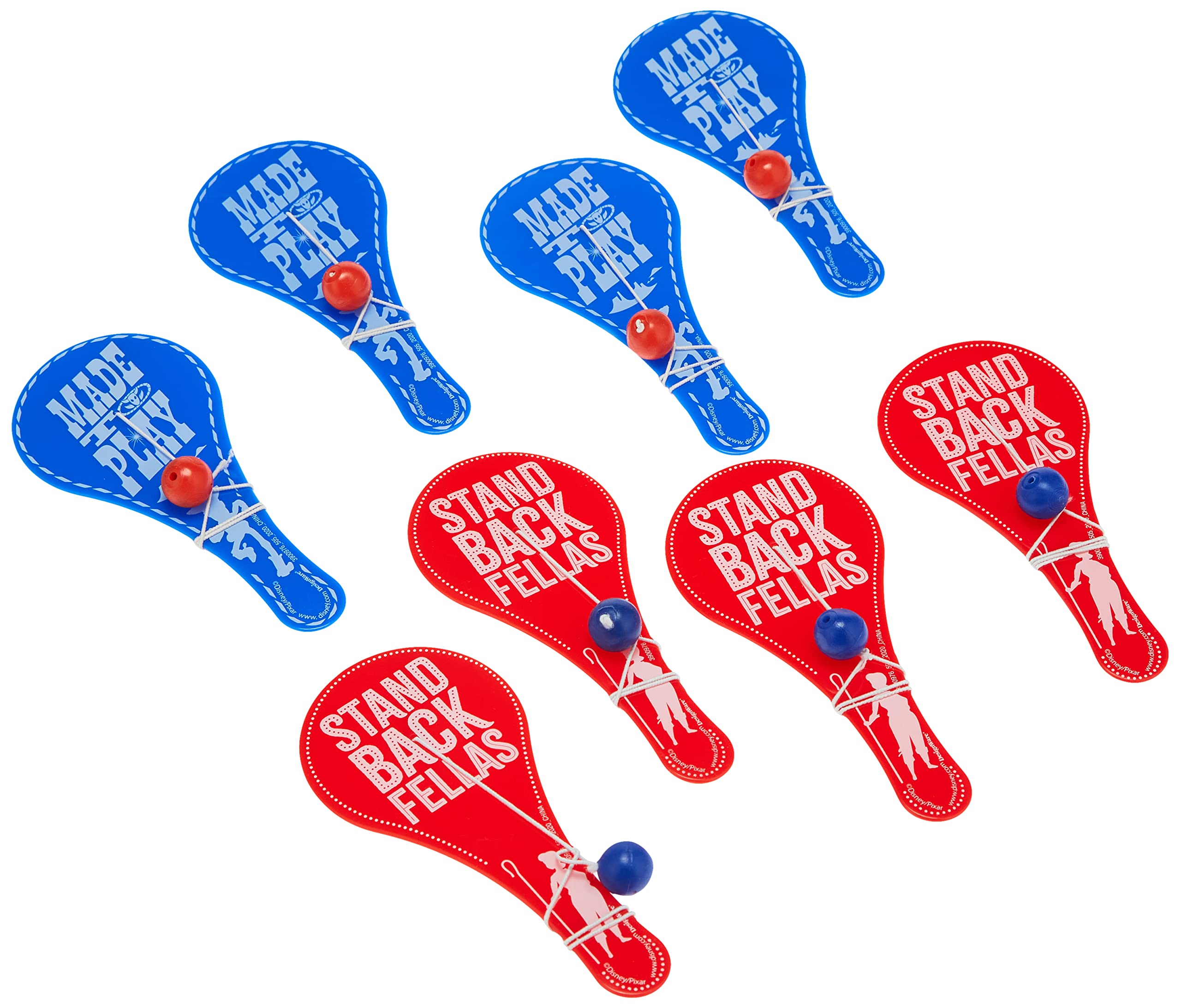 amscan Toy Story 4" Blue And Red Party Favor Paddle Balls, 4.5" X 2.25", 8 Ct.