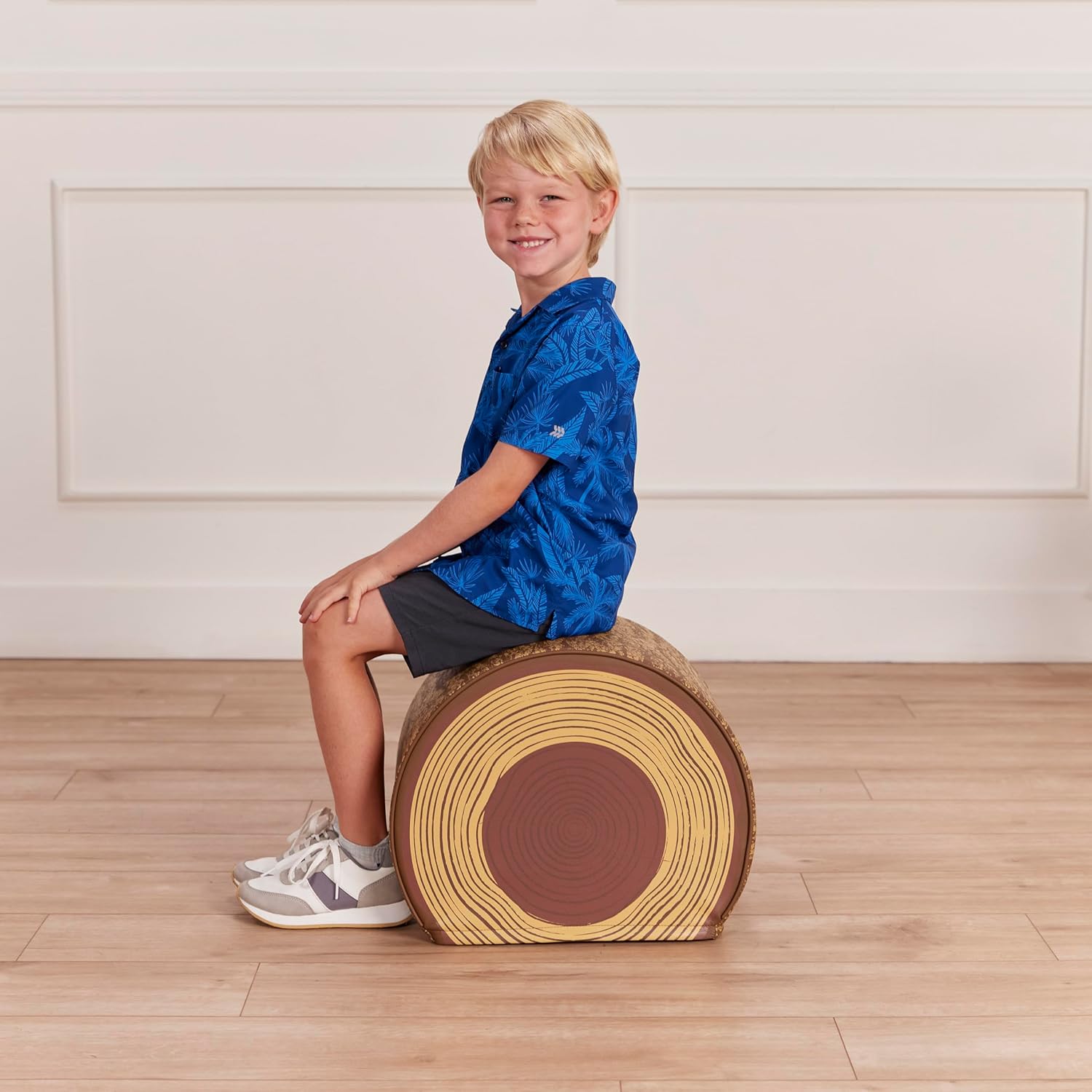 ECR4Kids SoftZone Tree Log Quarter Seat, 14in, Kids Bench, Chocolate