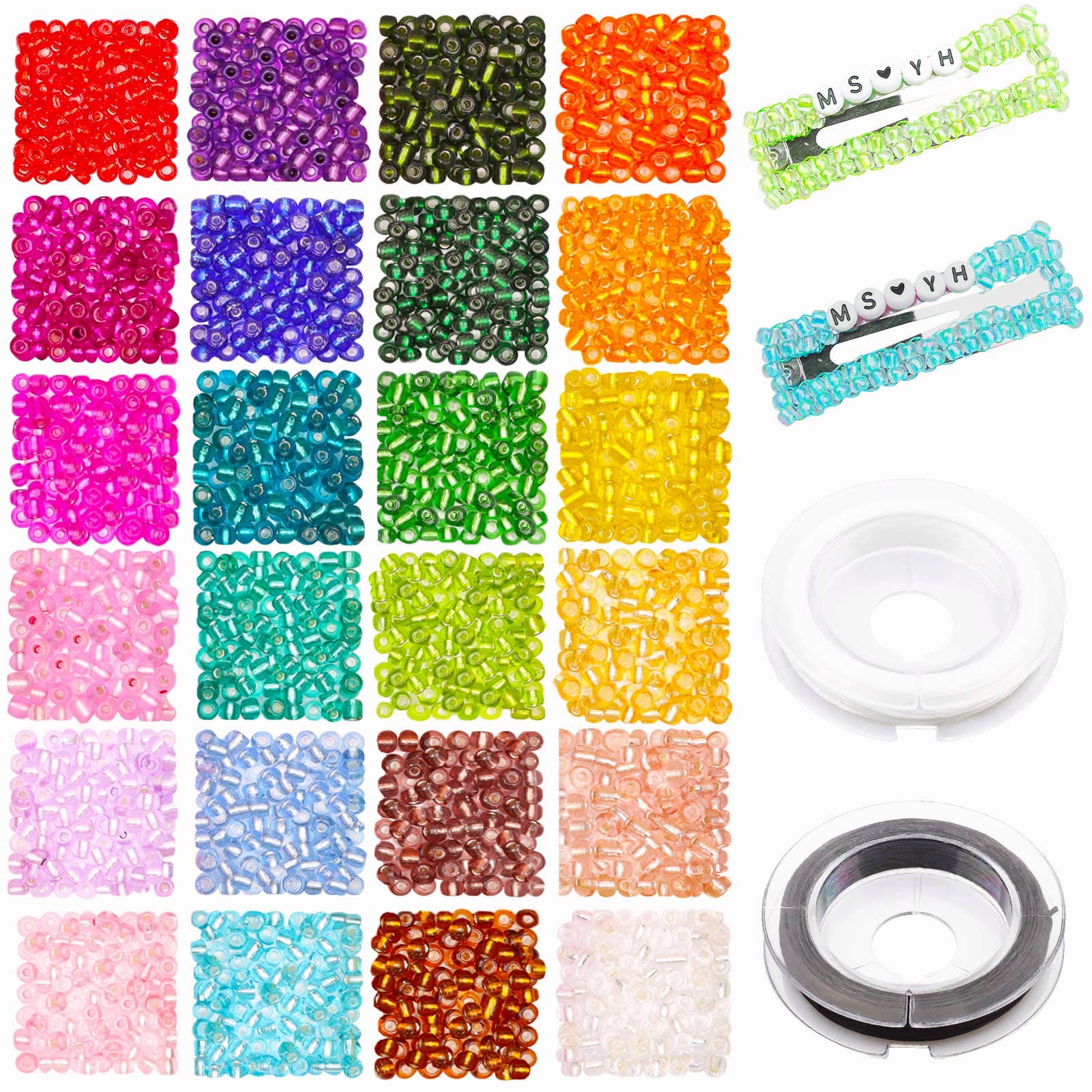 Prettme Multicolor D 4Mm Glass Seed Beads For Bracelet Making Kit,1920Pcs 6/0 Small Pony Tiny Beads For Embroidery Necklaces Earrings Crafting, Jewellery Making Kit