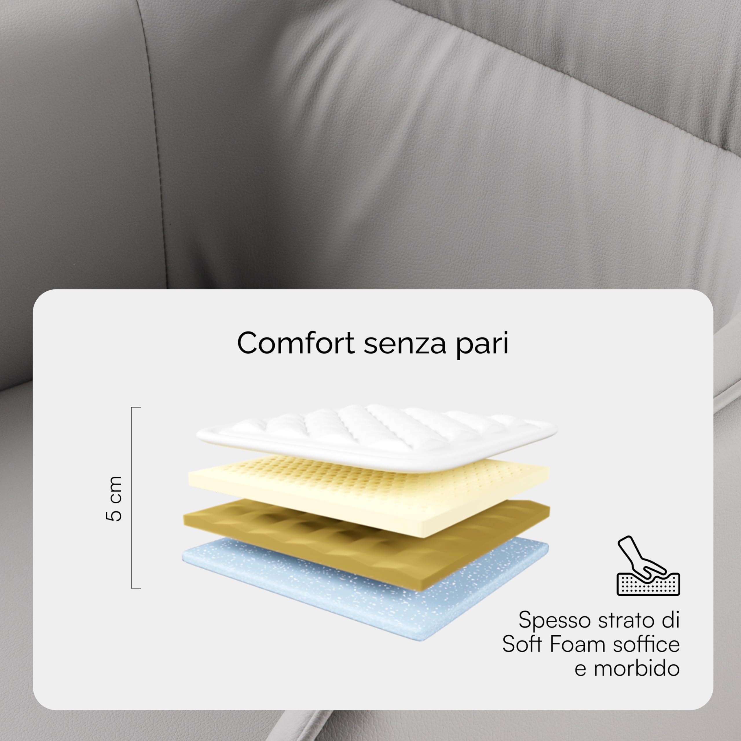 Baroni Home Poltrona Moderna con Braccioli e Rivestimento in Ecopelle e Gambe in Acciaio Oro, Seduta da Soggiorno, Camera da Letto, Angolo Lettura, Grigio, 55x84x47 cm