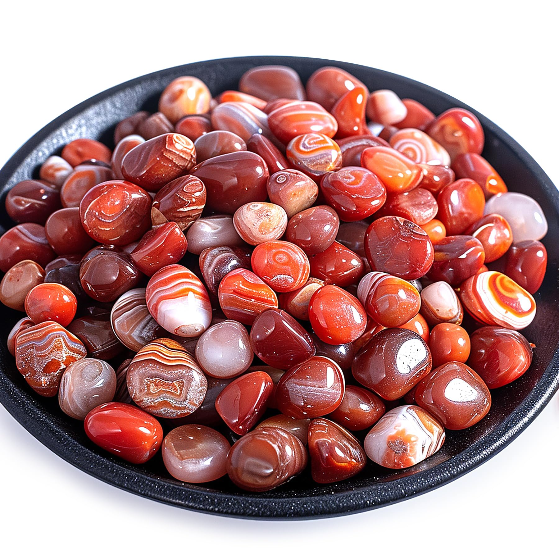 Polished Carnelian Crystal Stone Set - 72 Pcs, 0.5" 10 oz Handpicked Tumbled Gemstones Rocks Quartz, Pebbles for Reiki, Chakra, Healing, Home Decor, 0.5" - 10 oz Mahogany Obsidian
