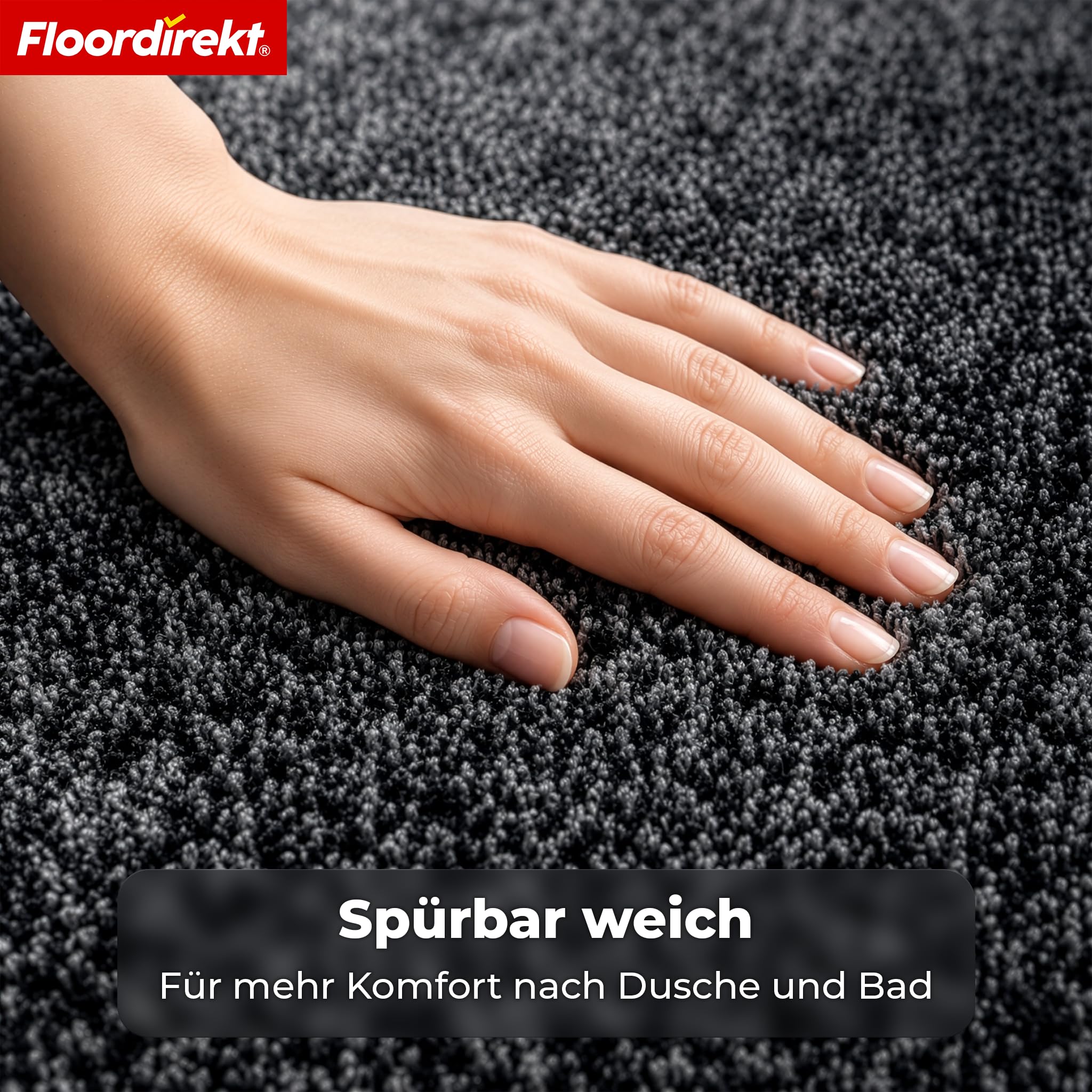 Floordirekt Tappetino da bagno NASA antracite, 120 x 180 cm, morbido e durevole, con bordi rinforzati, assorbe l'acqua e facile da pulire