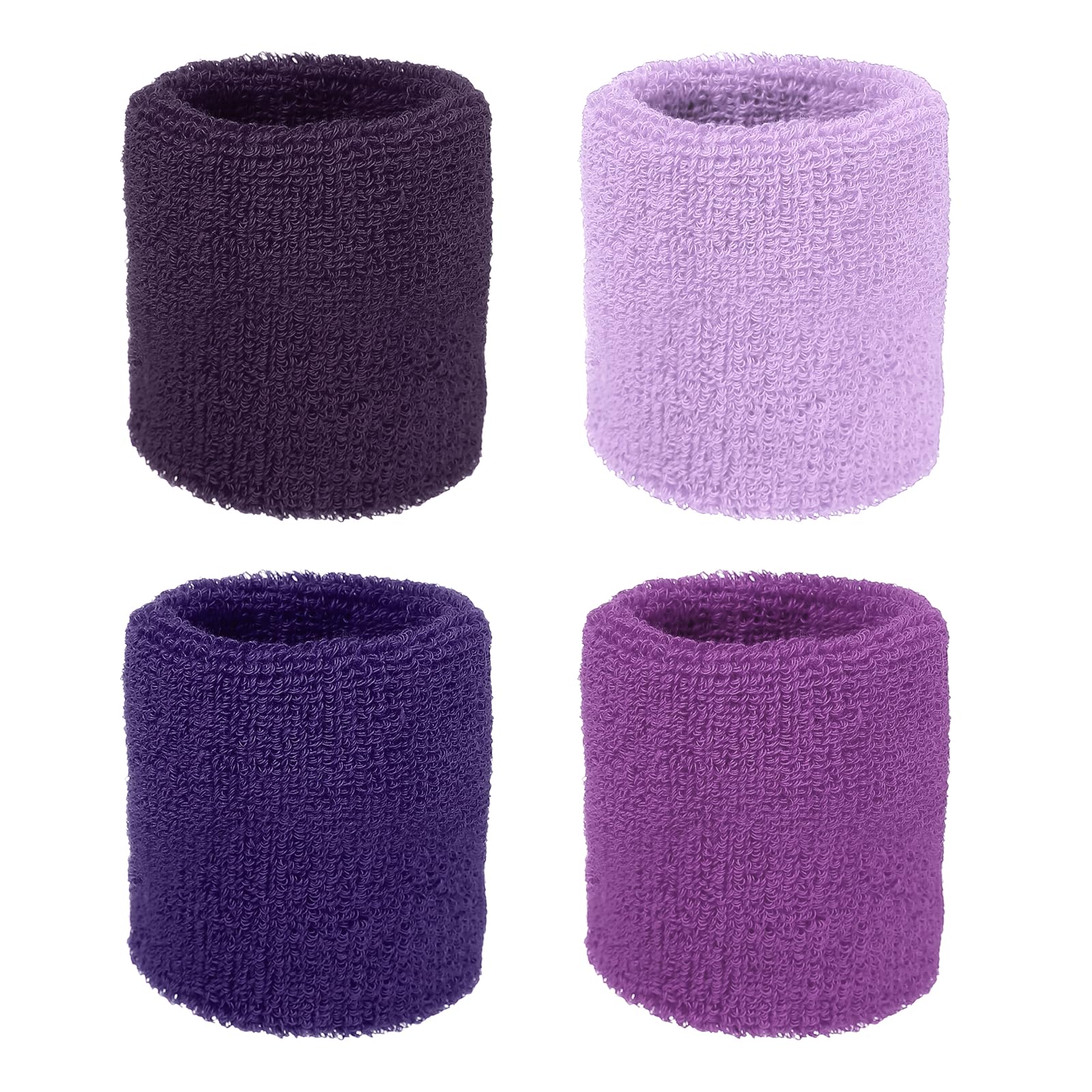 YELARXI Wristbands Sweatbands, Wrist Bands for Sweat Sports Wristbands 3x3 in & 4 Pack & Lilac/Deep Purple/Violet/Deep Magenta-Fitting for (Tennis/Basketball/Football/Men & Women) โ image 1