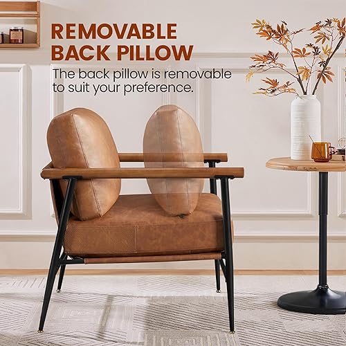 Miniatura 15 de Yaheetech Silla decorativa, moderna silla de tocador, silla de salón de tela Boucle con marco de metal, almohada trasera de felpa y cojín de