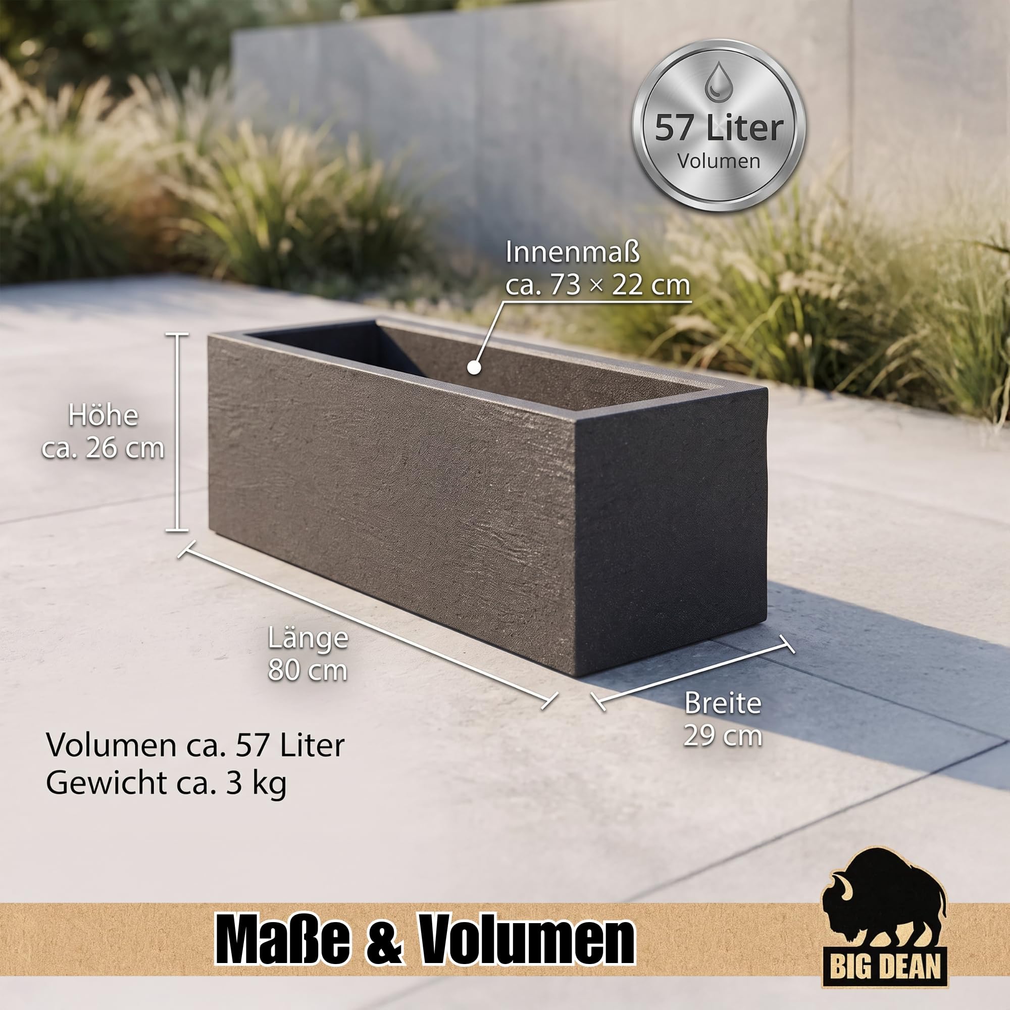BigDean 2 Stück Blumenkübel XL 80x30 Made in Europa