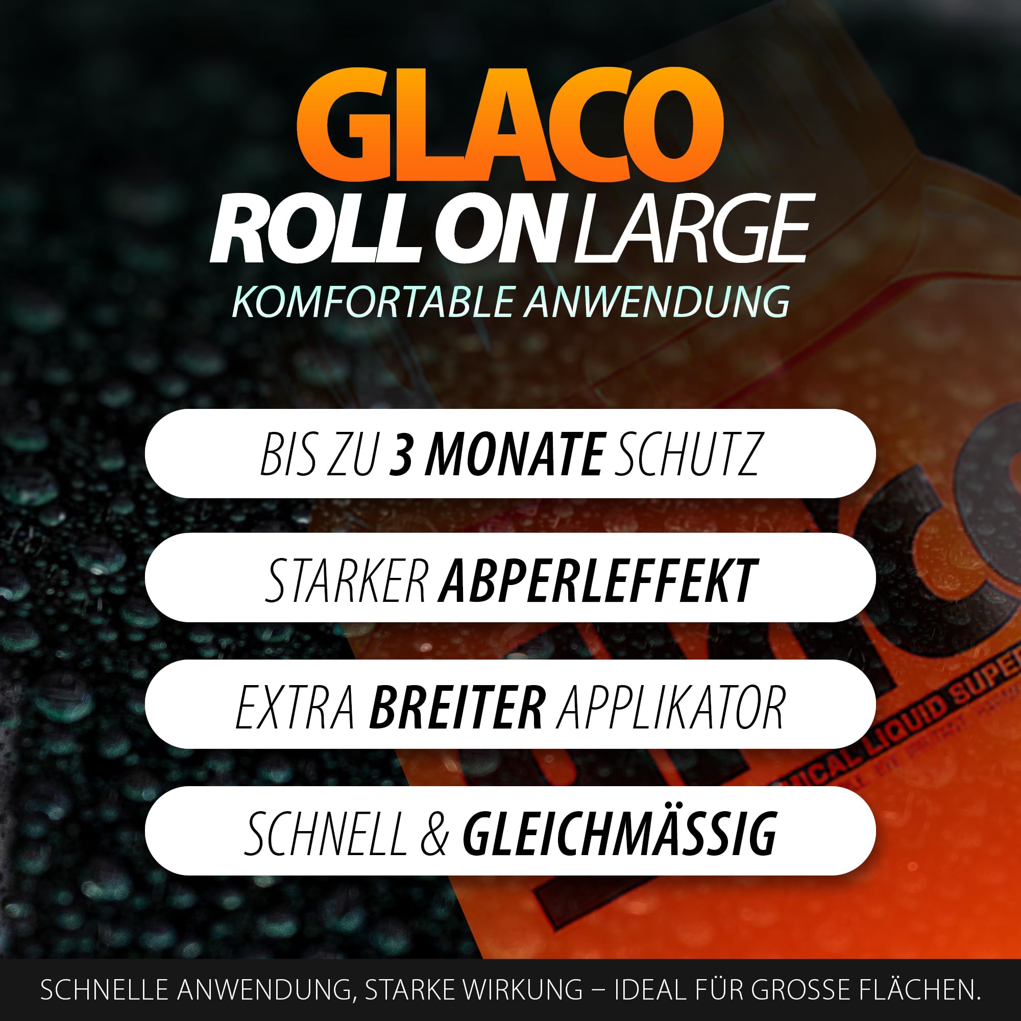 Juego de sellador de parabrisas para coche, Soft99 Glaco Glass Compound Roll On Limpiador profundo + Glaco Roll On Grande, deflector de lluvia eficiente para ventanas de coche hasta 3 meses, sellado
