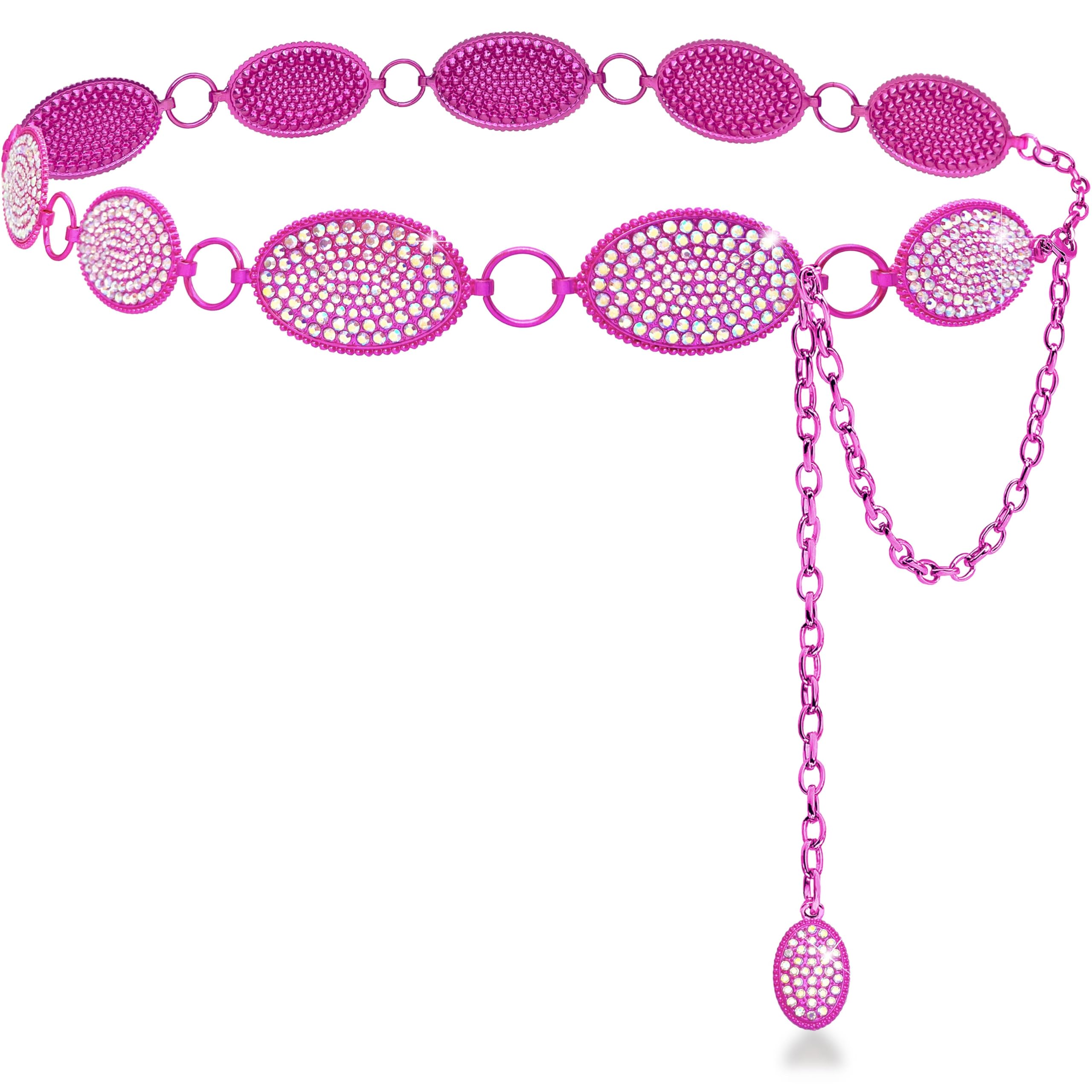 Xiokyo Bling Rhinestone Concho Belt Heavy Metal Western Crystal Chain Belt Cowgirl Sparkly Waist Chain for Women