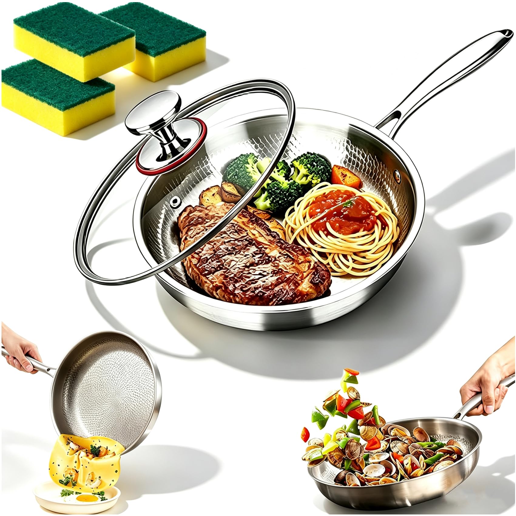 Okura Titanium Frying Pan with Lid, Okura Titanium Cookware，28cm