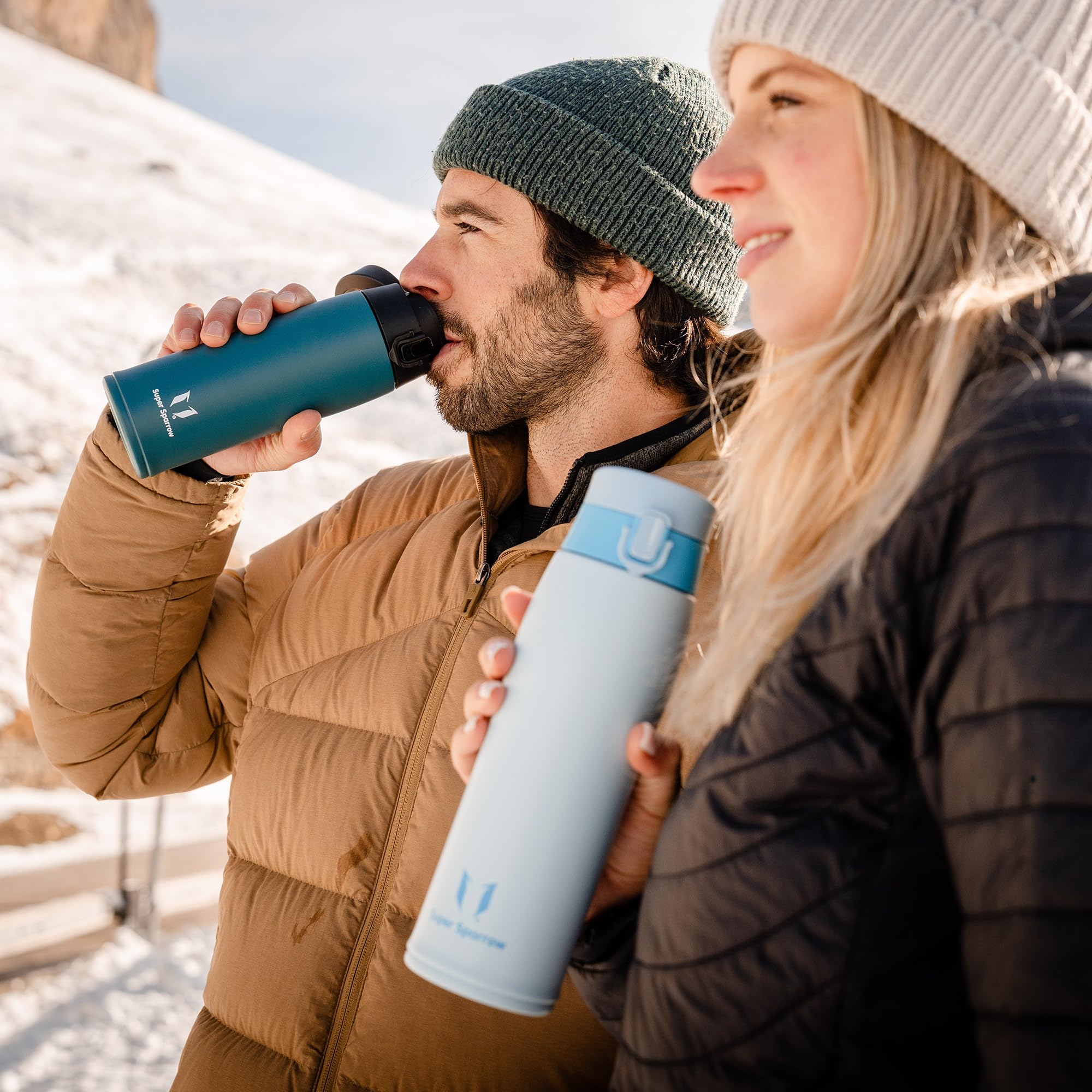 Super Sparrow Insulated Water Bottle, Travel Mug, 500ml, Stainless Steel Water Bottles, BPA Free, Leakproof Metal Bottles - Image 8