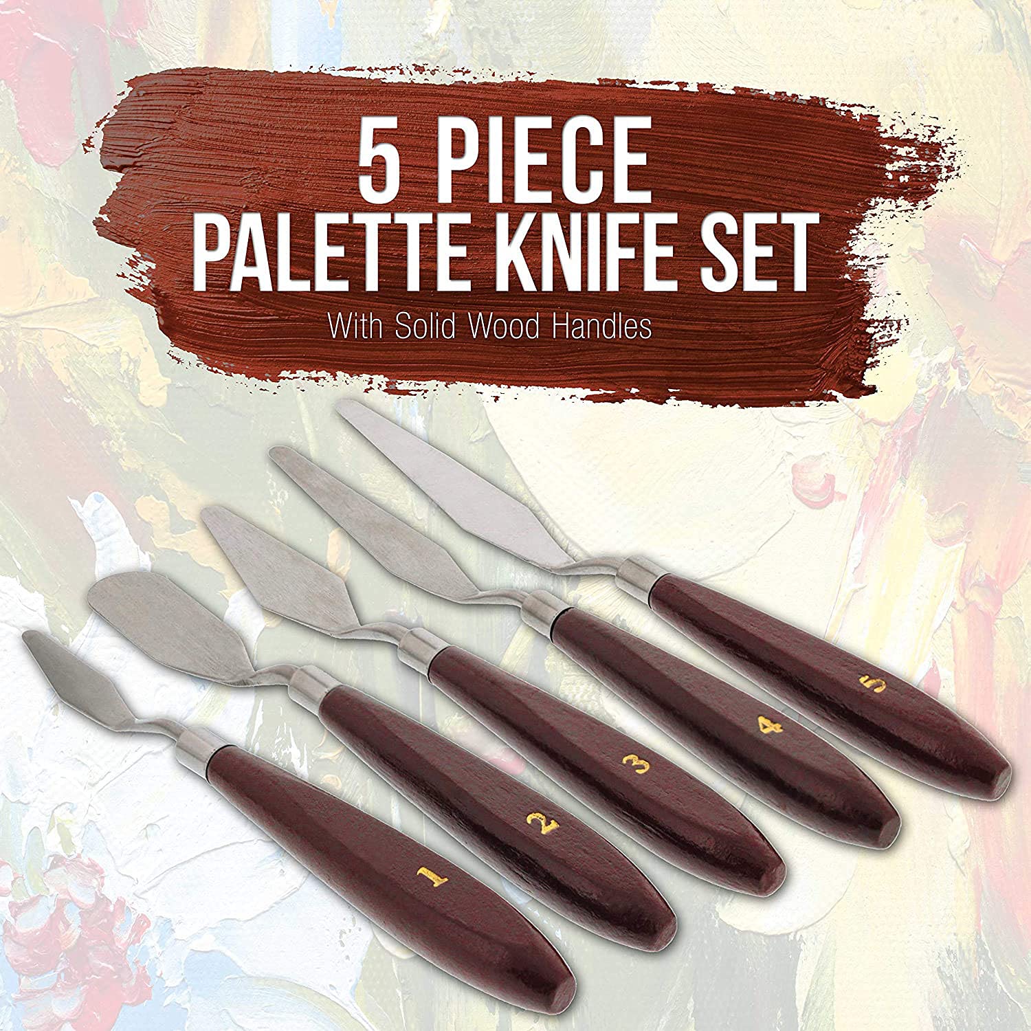 SYGA Stainless Steel Palette Knife Set, Spatulas & Painting Knives for All Oil or Acrylic Painting & Color Mixing, 3-D Printer Removal Tool - 5 Pcs 4