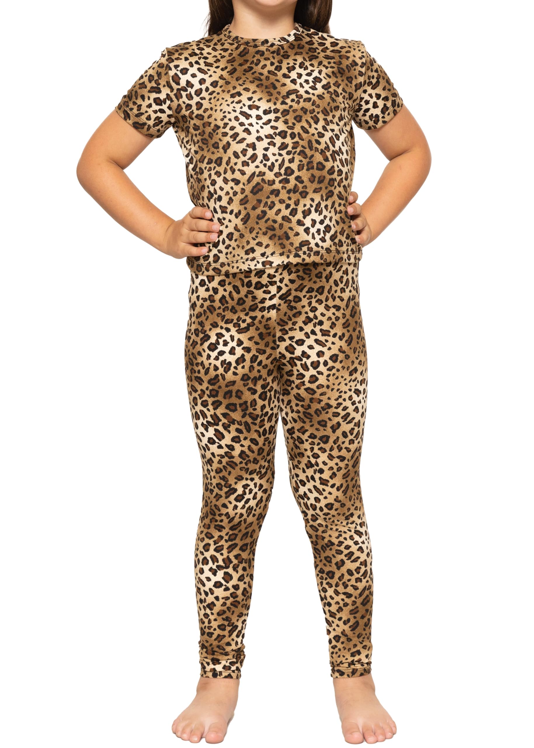 STRETCH IS COMFORT Girls 2 Piece Hoodie Short Sleeve Long Sleeve Crew Neck Top and Leggings Set Kids Thermals Underwear Set