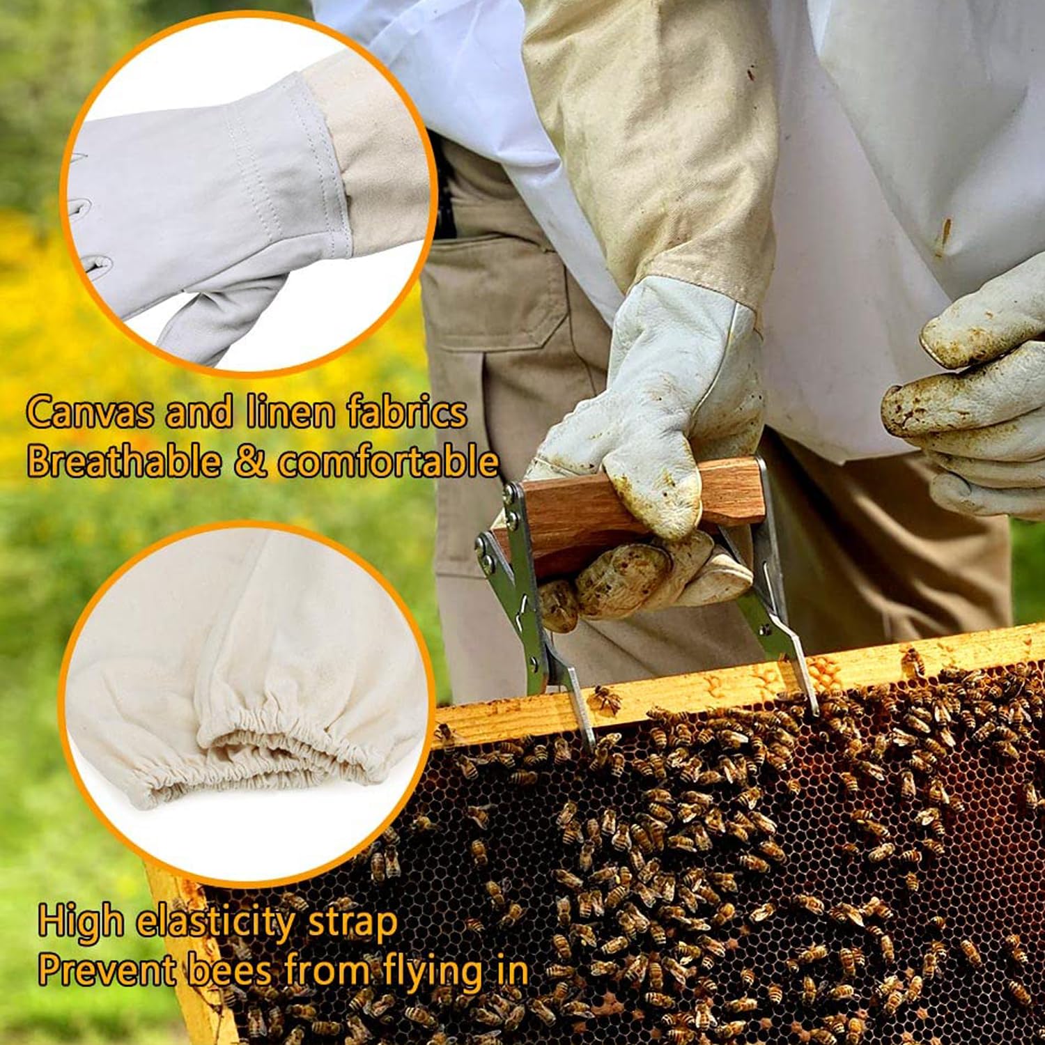 Tenue Apiculteur, Combinaison d'Apiculture pour Tout avec Gants d'Apiculteur, TOOSOAR Blanc Costume Apicole en Coton (L)