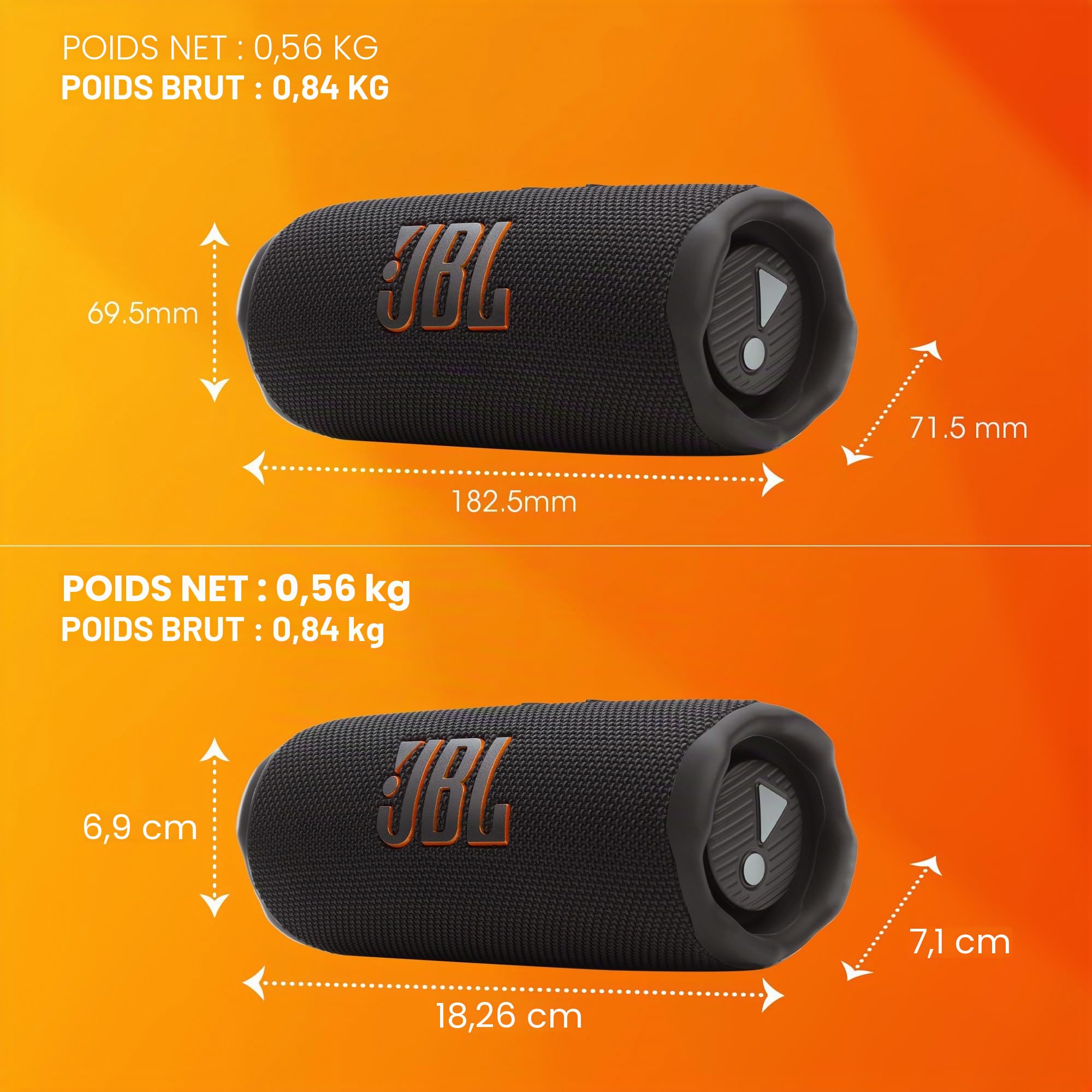 JBL Flip 7, Enceinte Bluetooth Portable sans Fil, 16 Heures d’autonomie, étanche IP68, résistante à la poussière et aux Chocs, Son JBL Pro avec IA Boost, Connexion Multi-Enceintes Auracast, Bleu