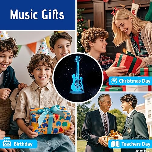 Miniatura 7 de Guitarra eléctrica, luz nocturna para hombres, lámpara de ilusión de decoración de guitarra con control remoto, temporizador y atenuador, regalos