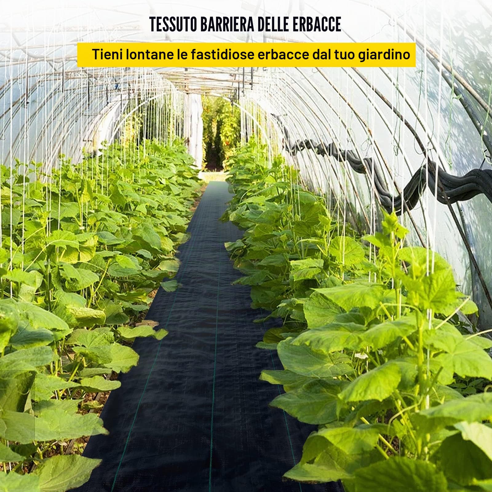 VEVOR Tela tessuta da giardino, 91,4 m x 1,83 m, tessuto anti-erba, 17,8 kg, per vialetti delle terrazze, impedendo le erbacce e ideale anche per i vialetti degli orti