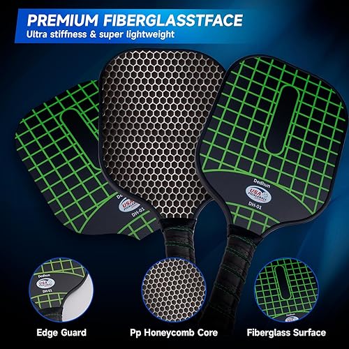 Miniatura 2 de Juego de 2 palas de pickleball aprobadas por USAPA, para hombres, mujeres, niños, adultos, 2 pelotas de pickleball al aire libre y 2 pickleball para